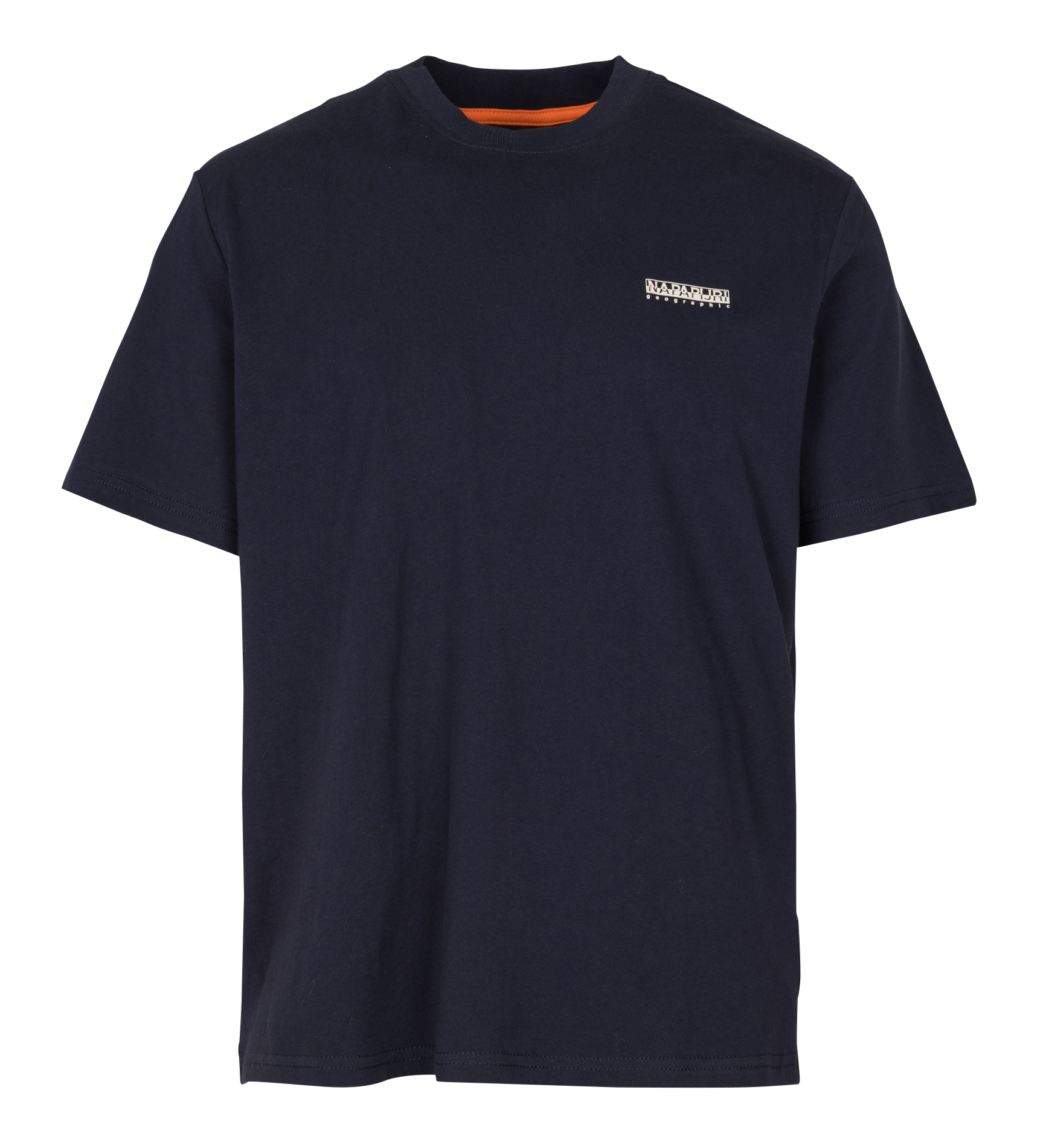 Gerade geschnittenes Rundhals-T-Shirt aus Baumwolle mit Siebdruck NAPAPIJRI Blau