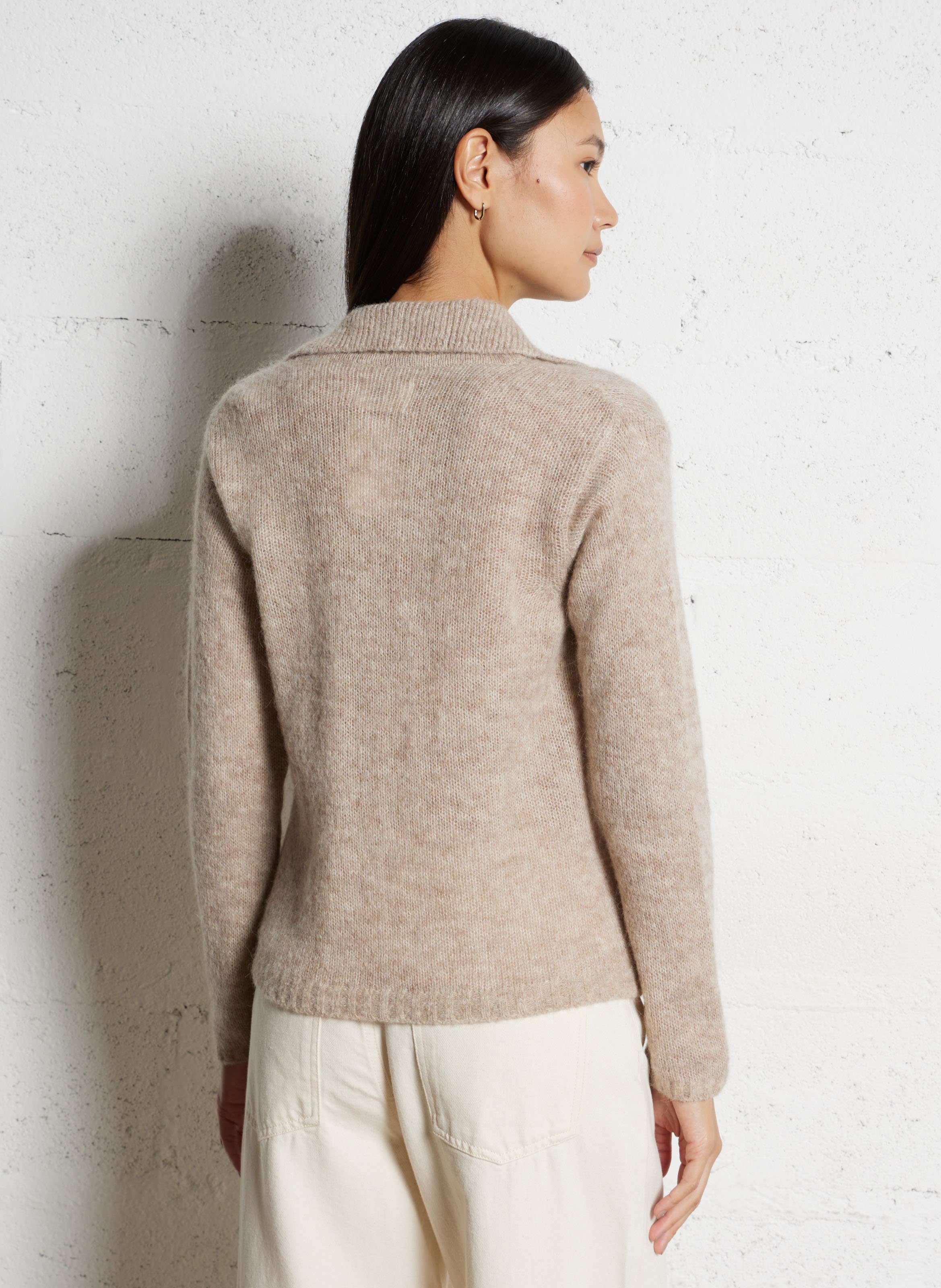 Straight wool-blend cardigan DES PETITS HAUTS Beige