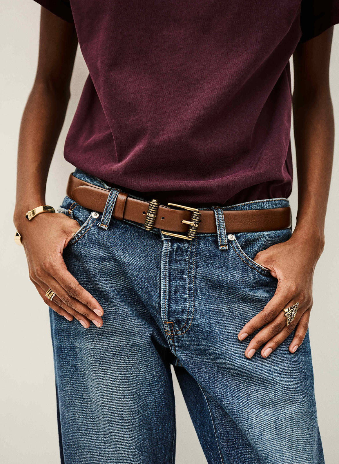 Ceintuur van leer met gesp BA&SH Bruin