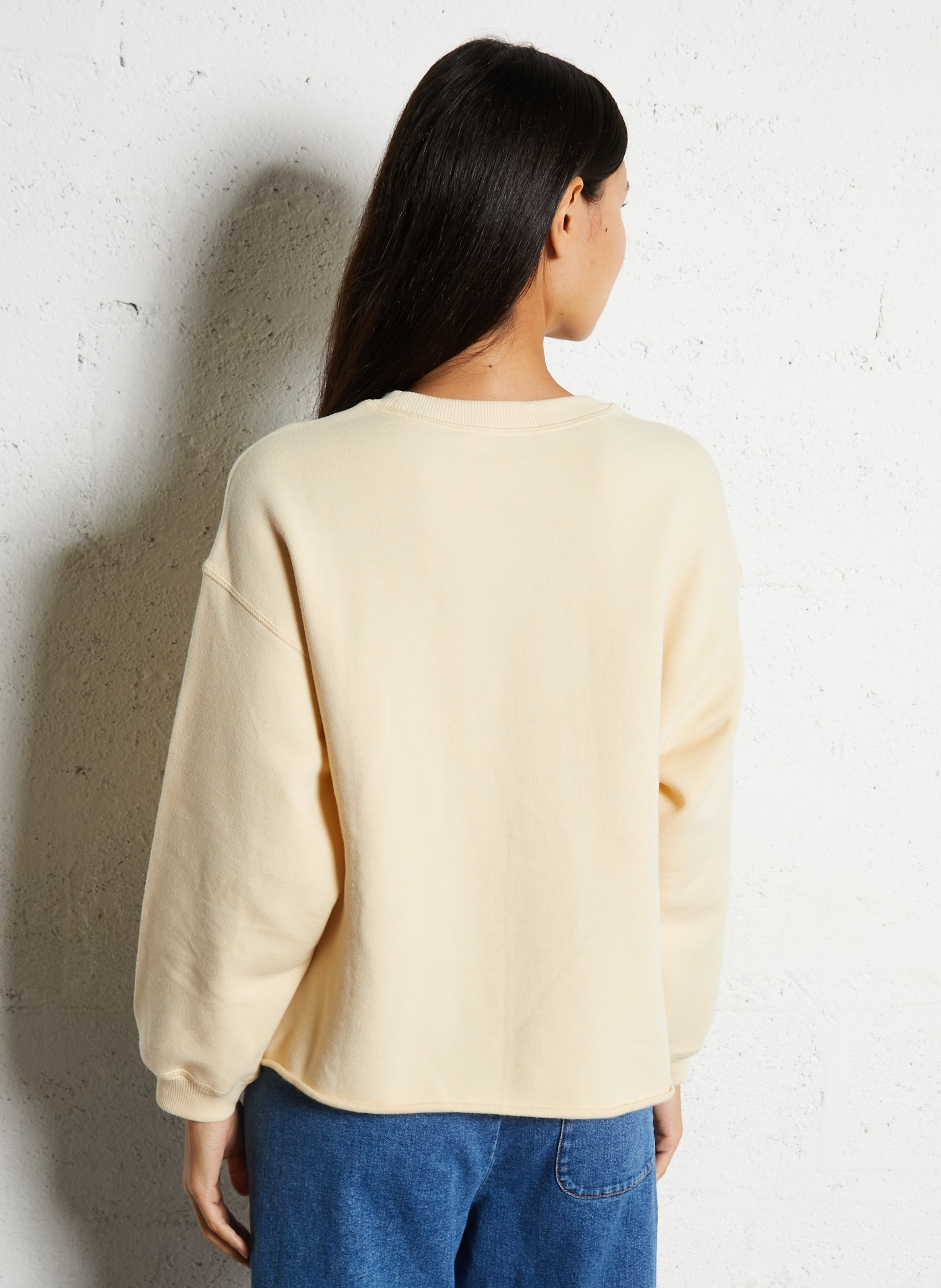 Oversized round neck sweatshirt in blended cotton. HOD PARIS Beige