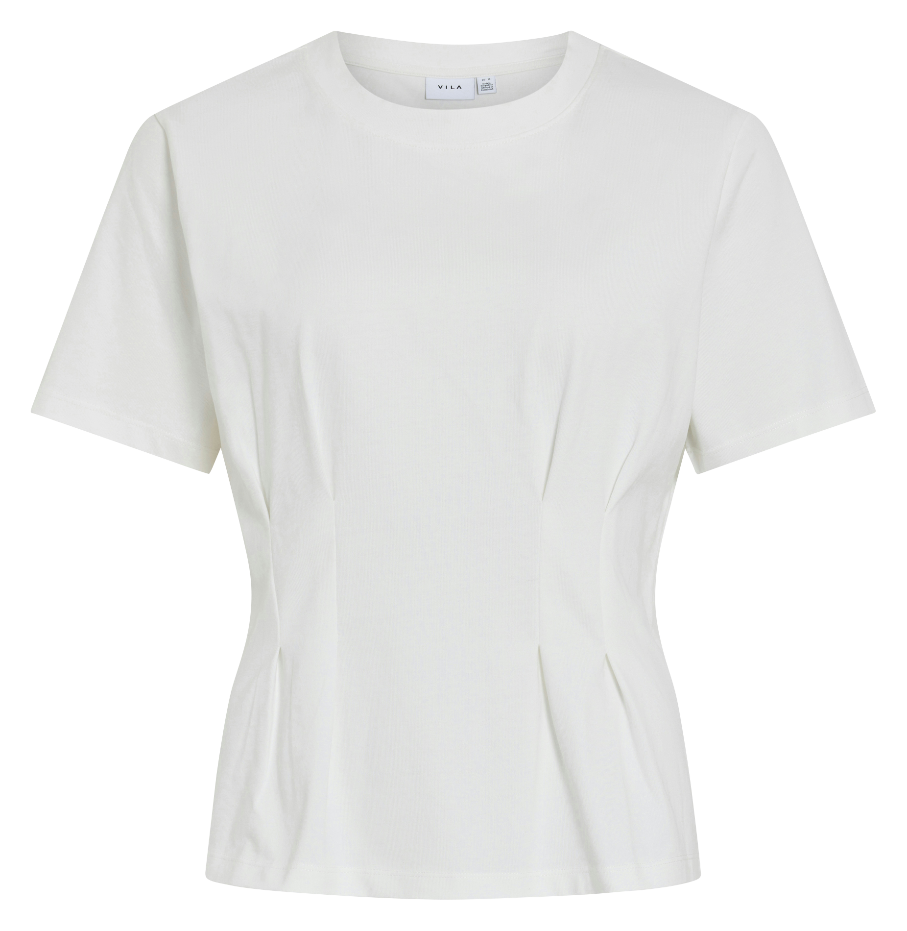 Top ajusté col rond en coton bio mélangé VILA Blanc