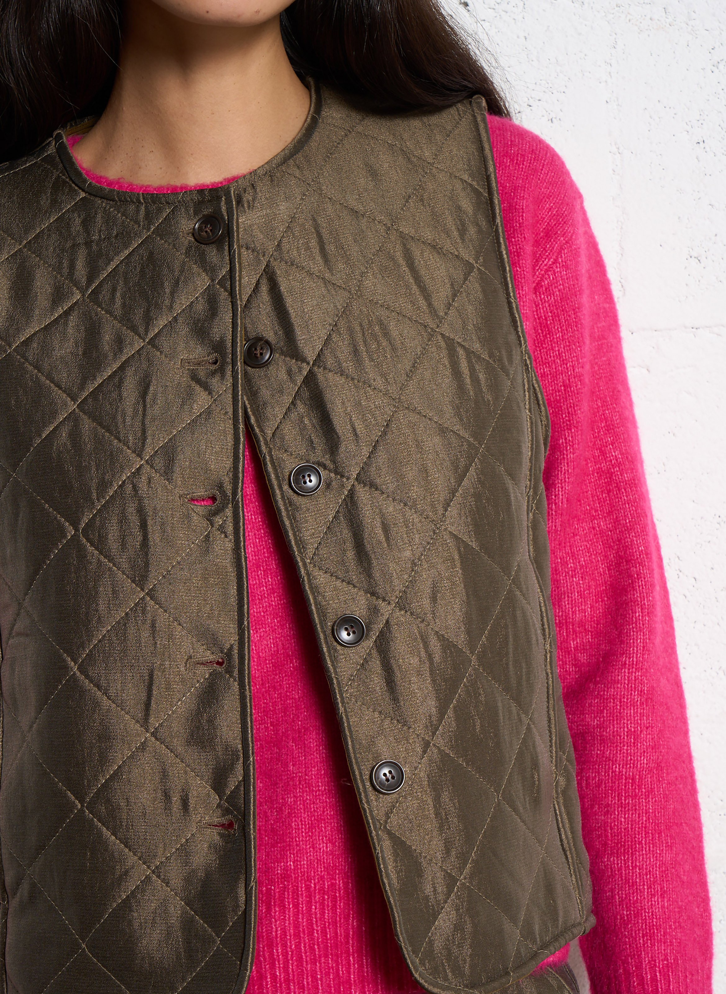 Gilet matelassé col rond  SEE U SOON Marron