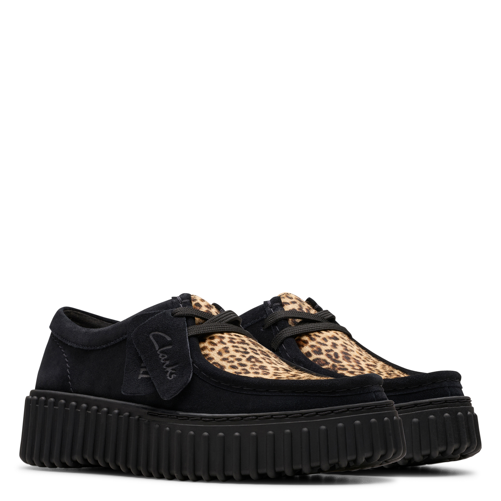 Leren derby's met opdruk CLARKS Zwart