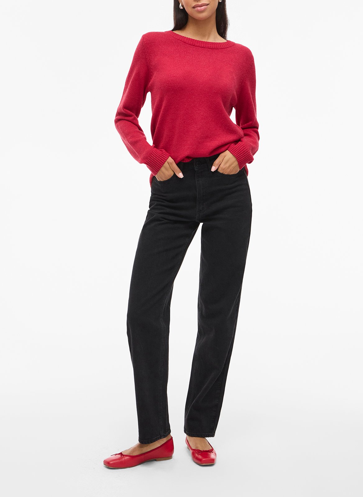 Pull col rond  VILA Rouge