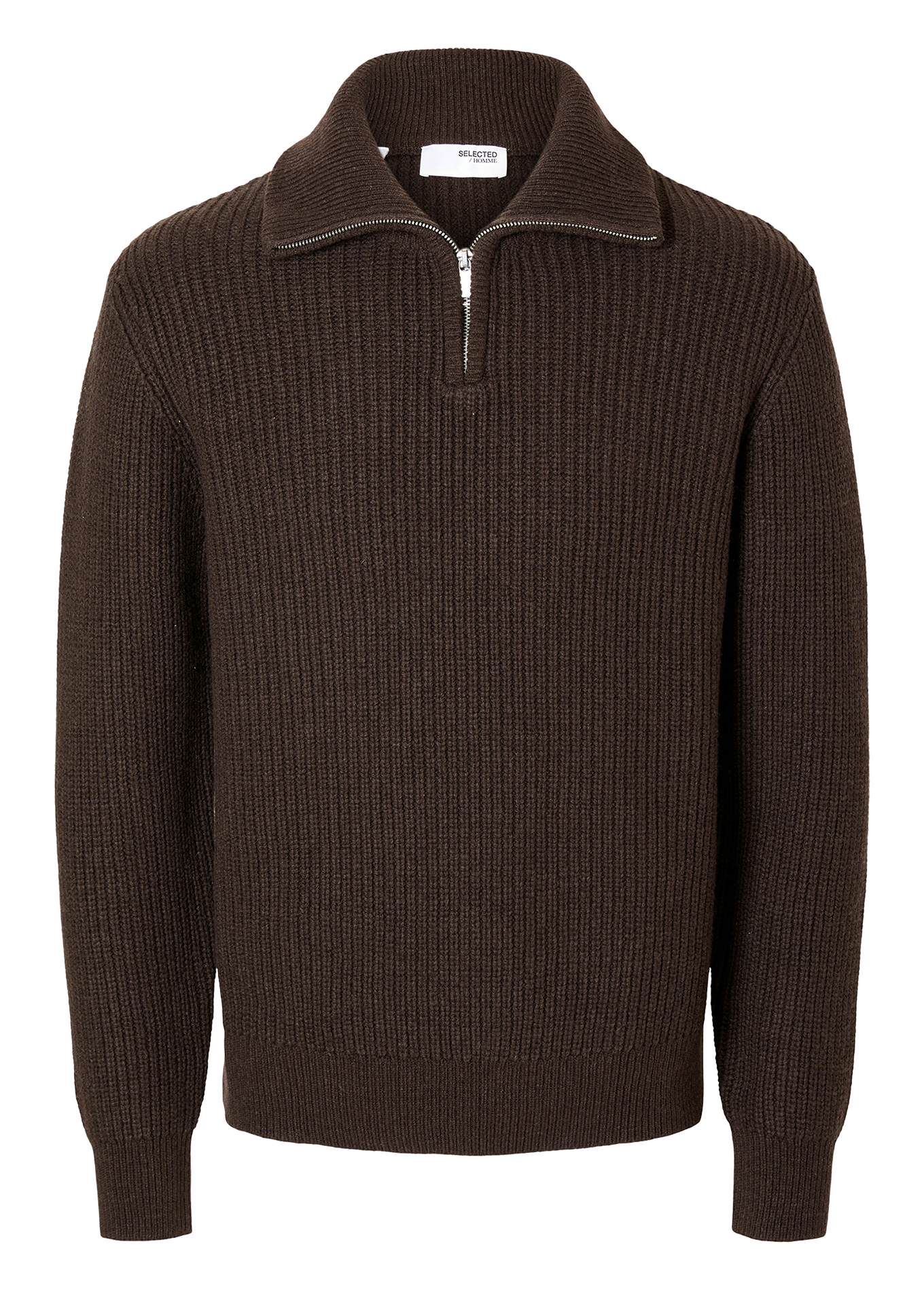 Pull col montant en laine mélangée SELECTED Marron