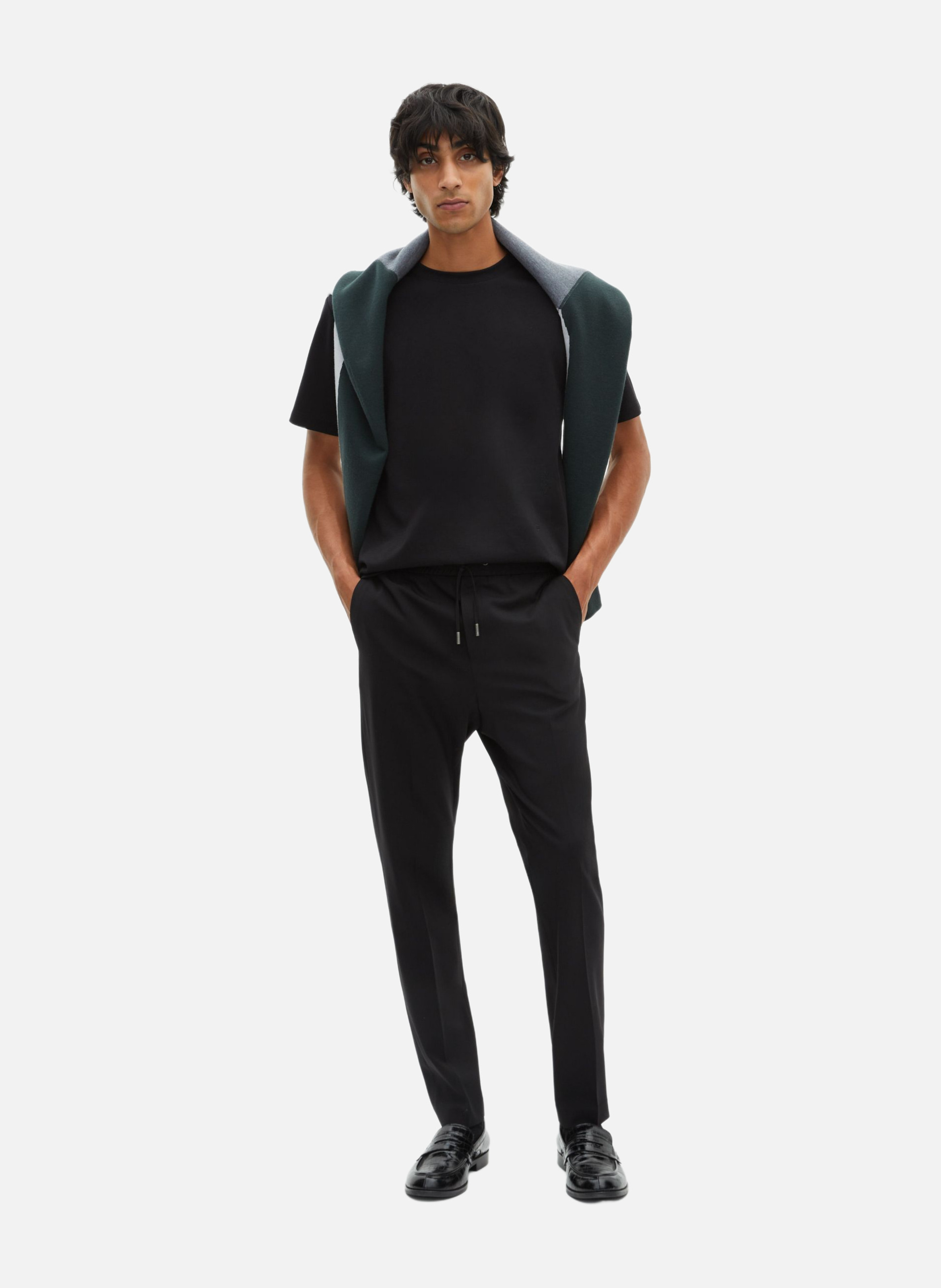 Elasticated straight wool trousers THE KOOPLES Black