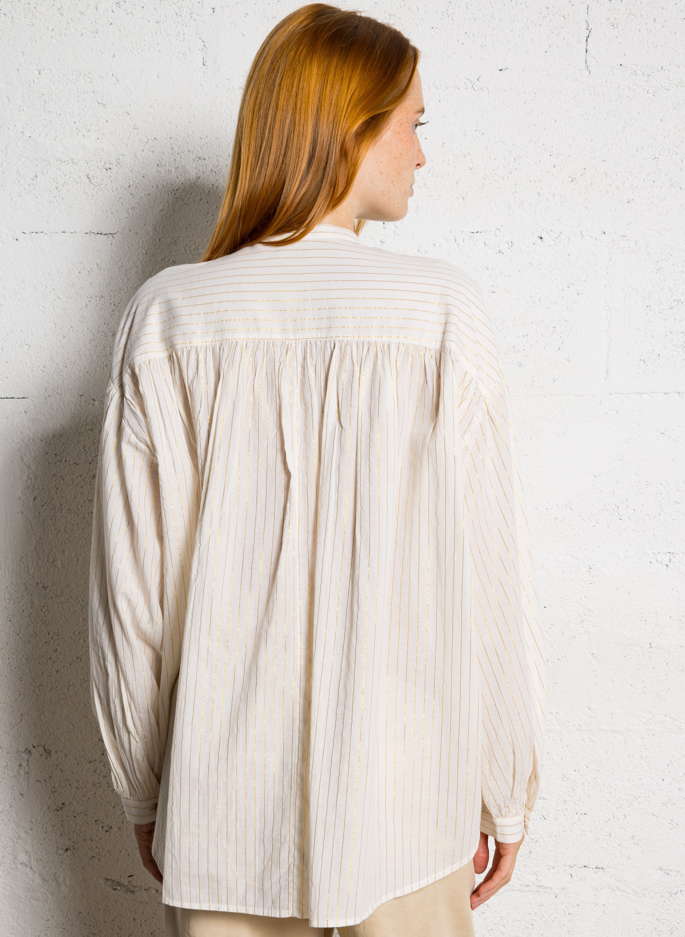 Gestreifte Baumwollbluse mit Rundhalsausschnitt LAURENCE BRAS Golden