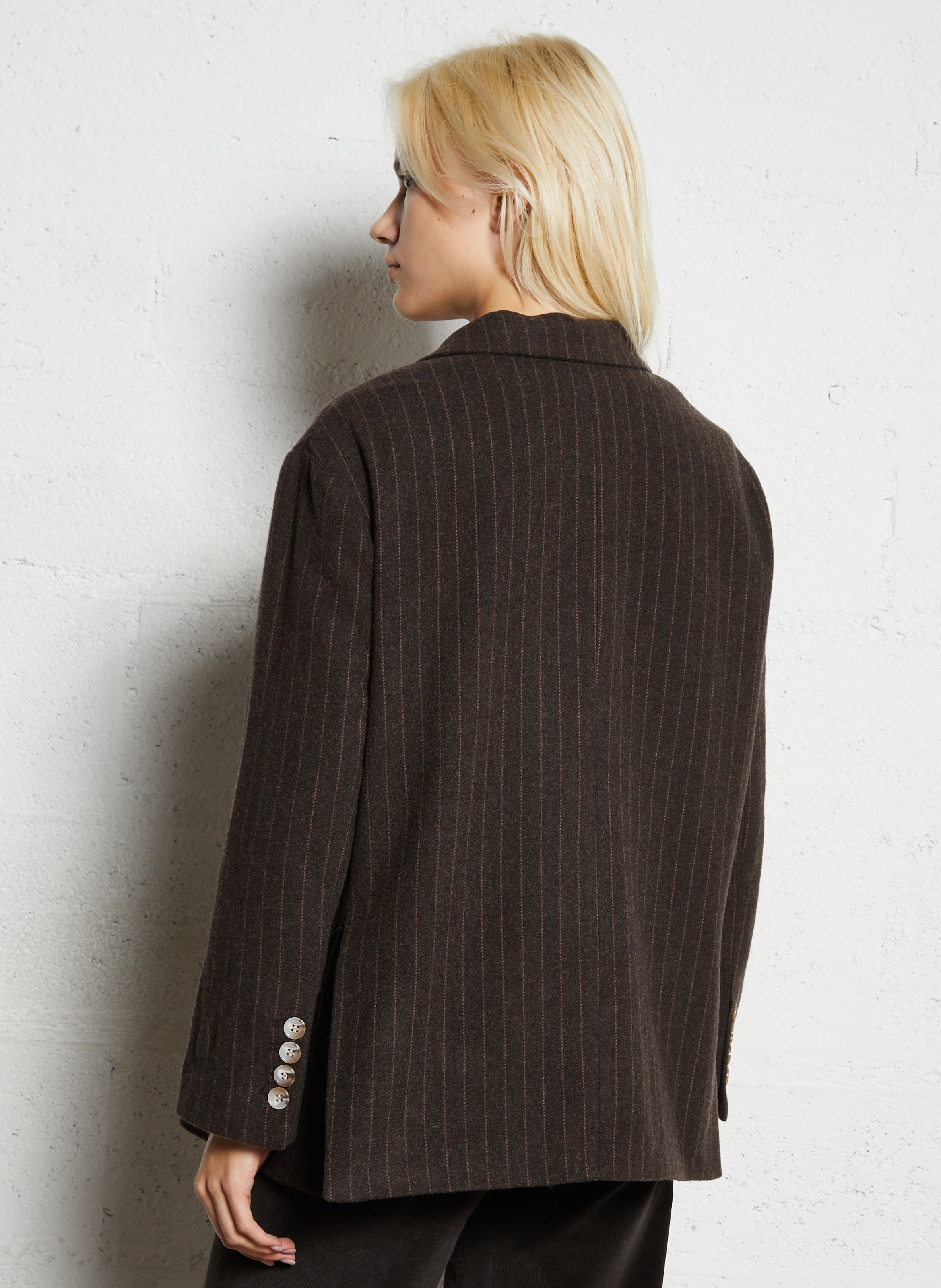 Striped wool blend blazer HOD PARIS Brown