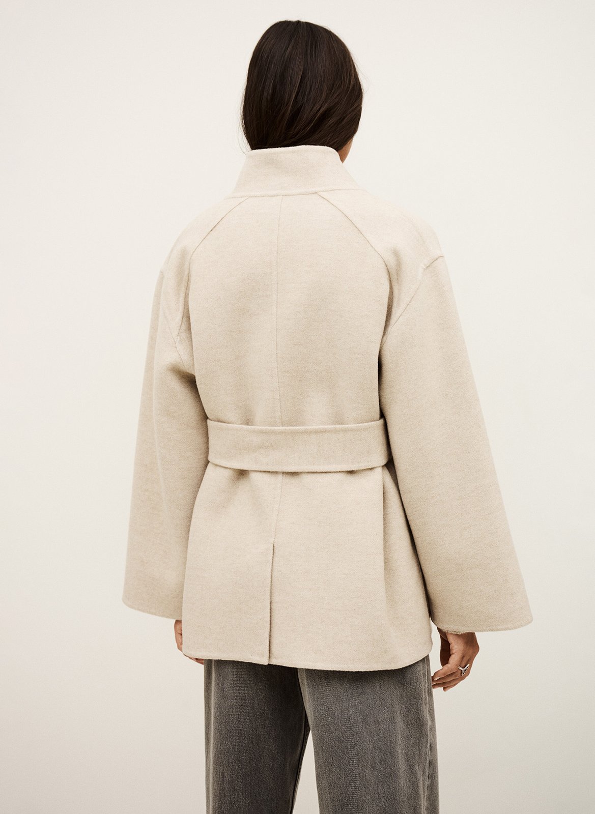 High-neck wool coat BA&SH Beige
