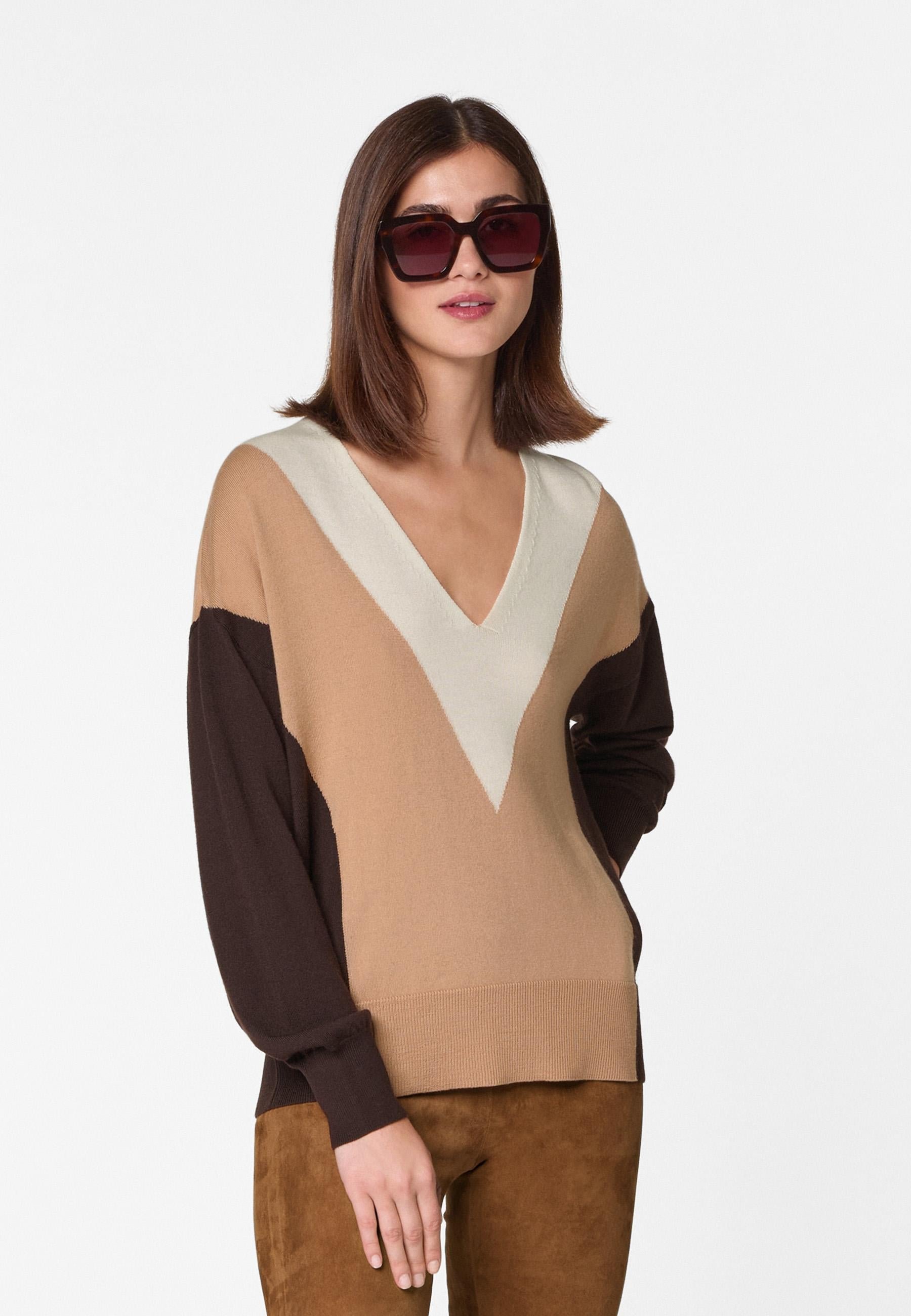 Intarsia merino wool sweater RODIER Brown