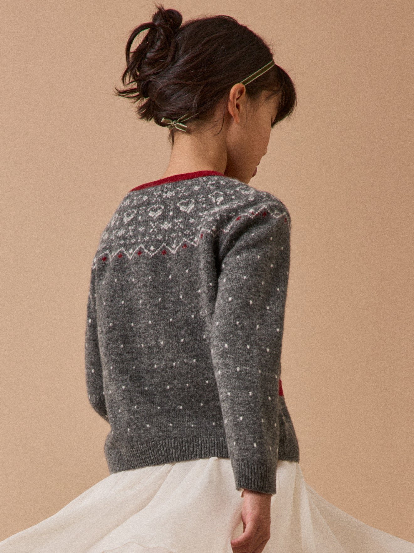 Wool jacquard cardigan CYRILLUS Grey