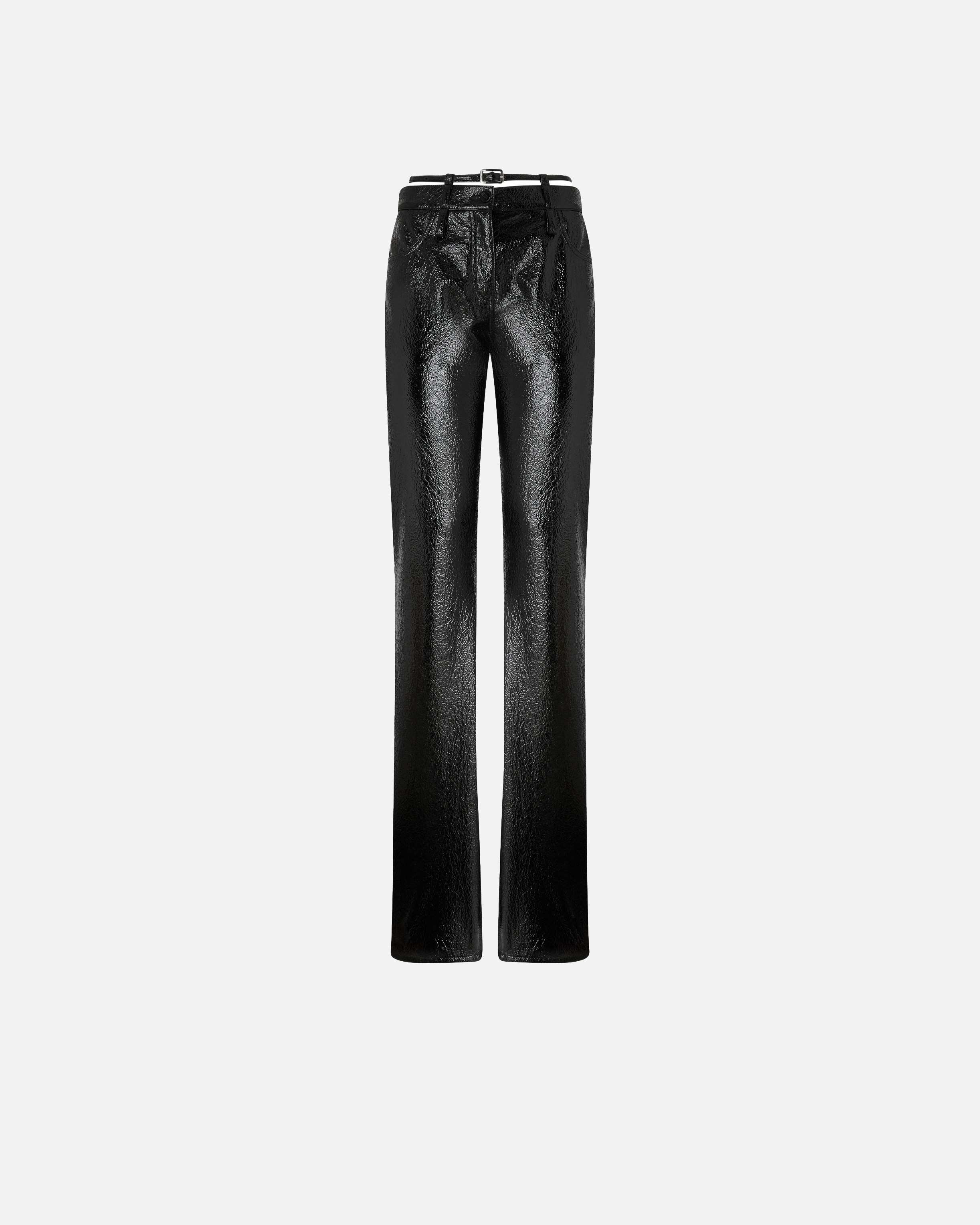 Belted patent leather pants PINKO Black