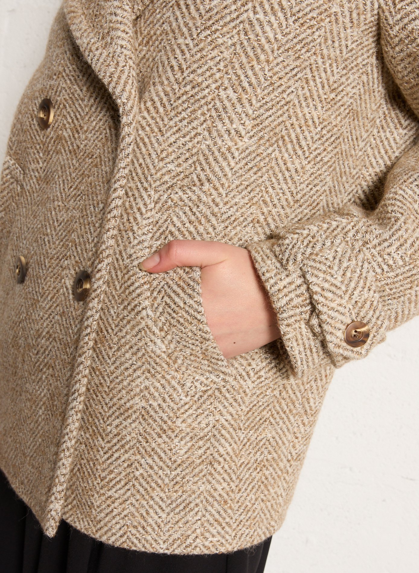 Wool blend tailored collar coat MAISON 123 Beige