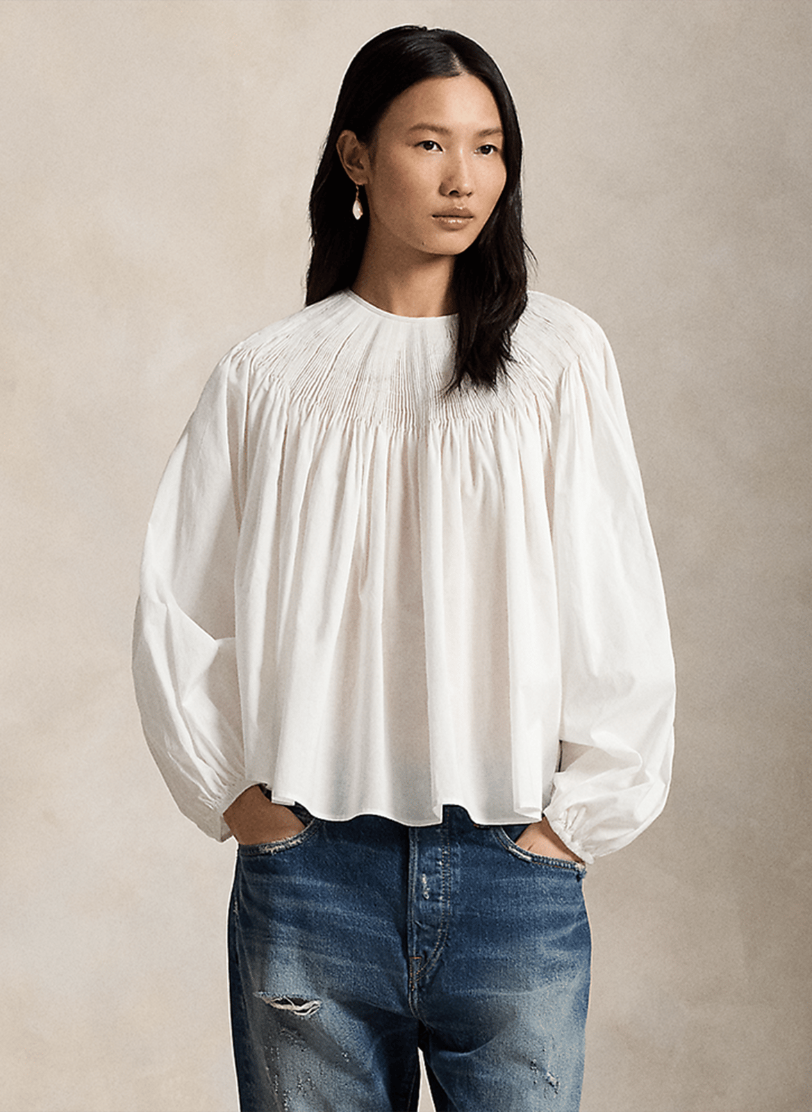 Blouse oversize col rond en coton POLO RALPH LAUREN