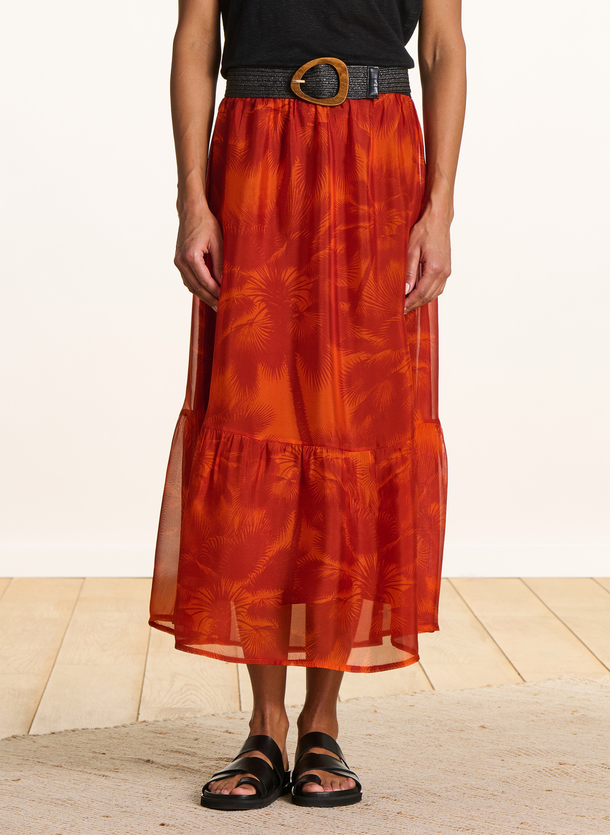 Halflange jurk met print LA FEE MARABOUTEE Oranje