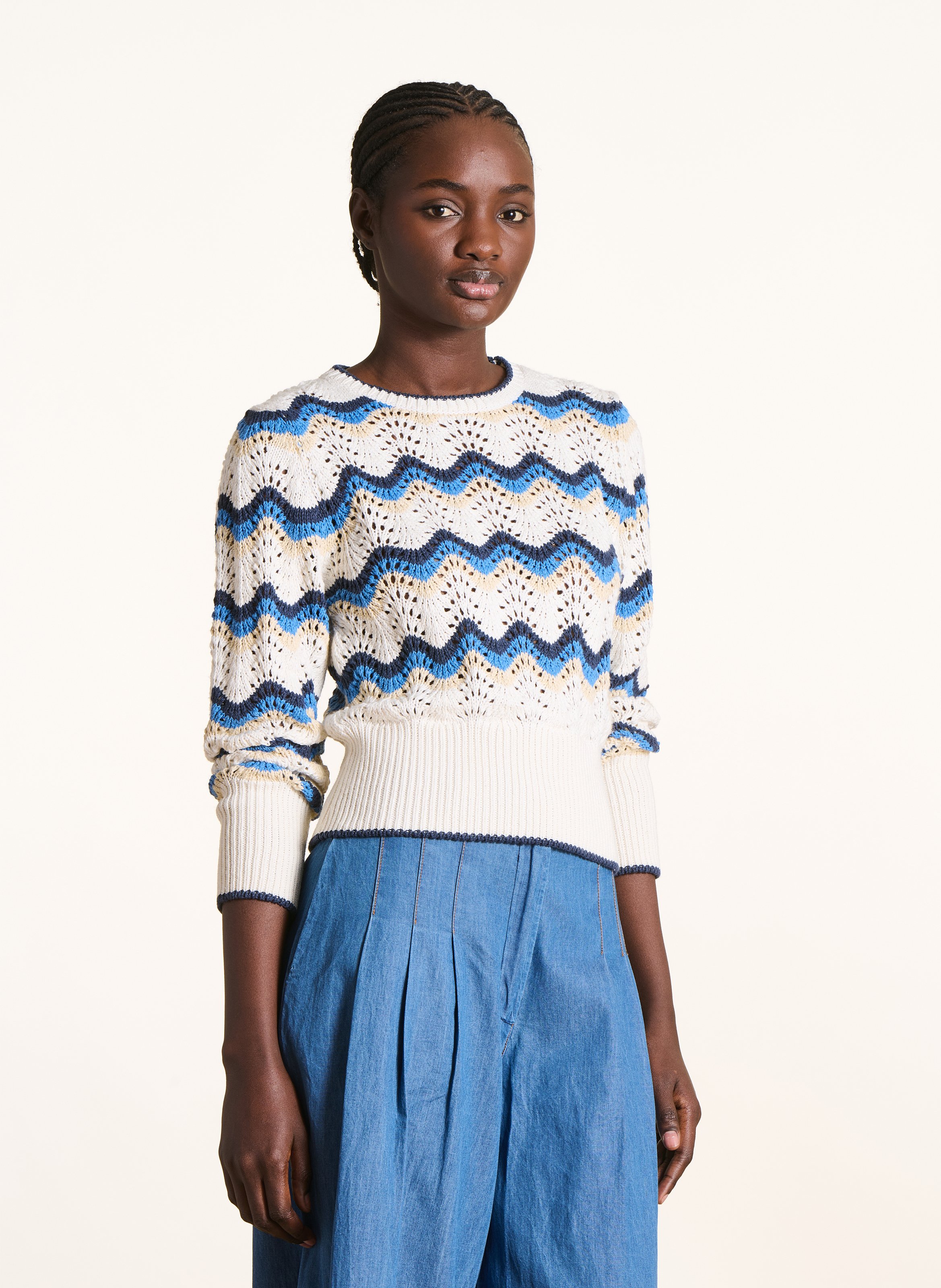 Lull ronde hals met strepen LA FEE MARABOUTEE Blauw