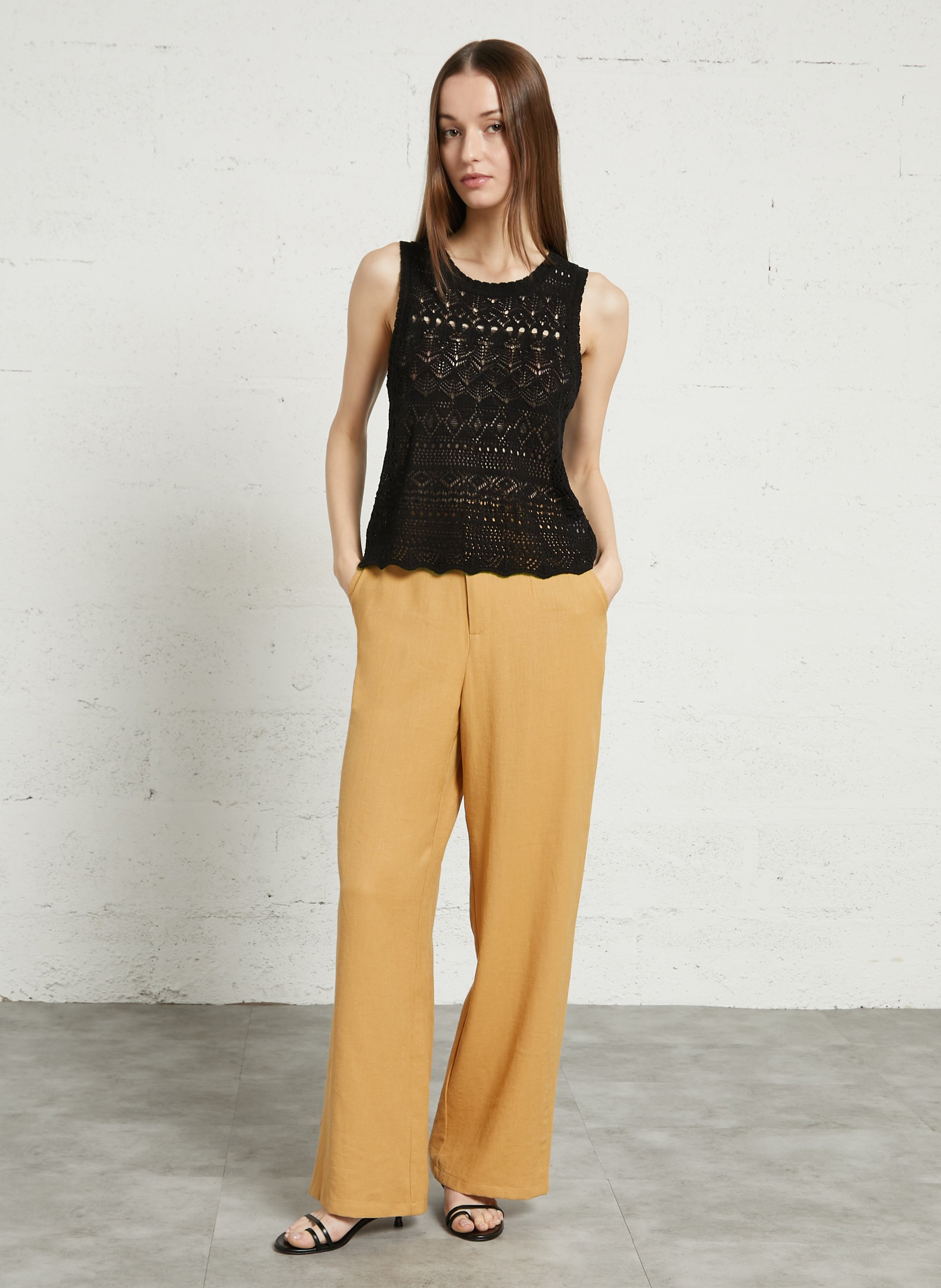 Wide-leg high-waisted trousers SEE U SOON Gelb