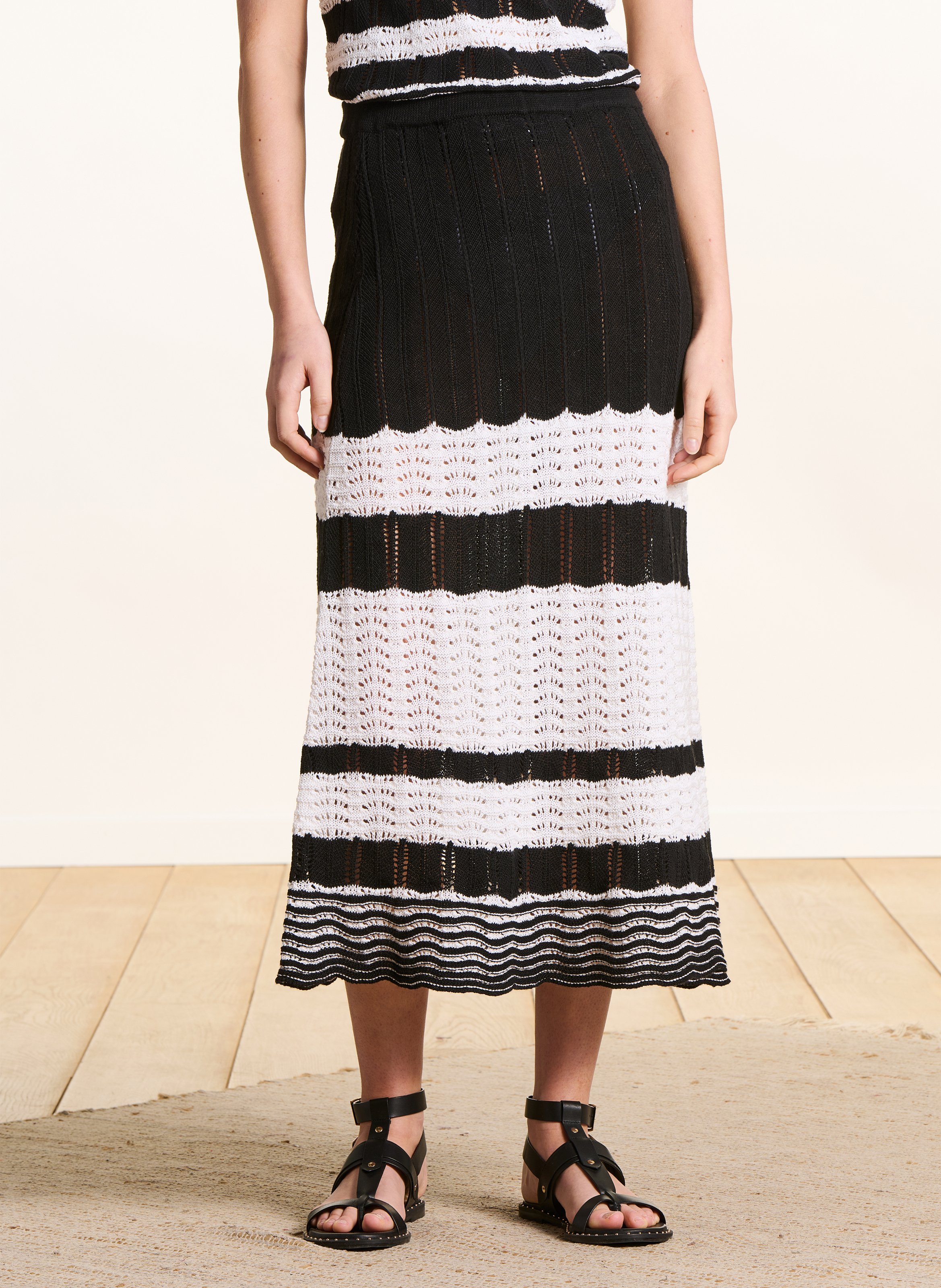 Jupe longue évasée en maille LA FEE MARABOUTEE Noir