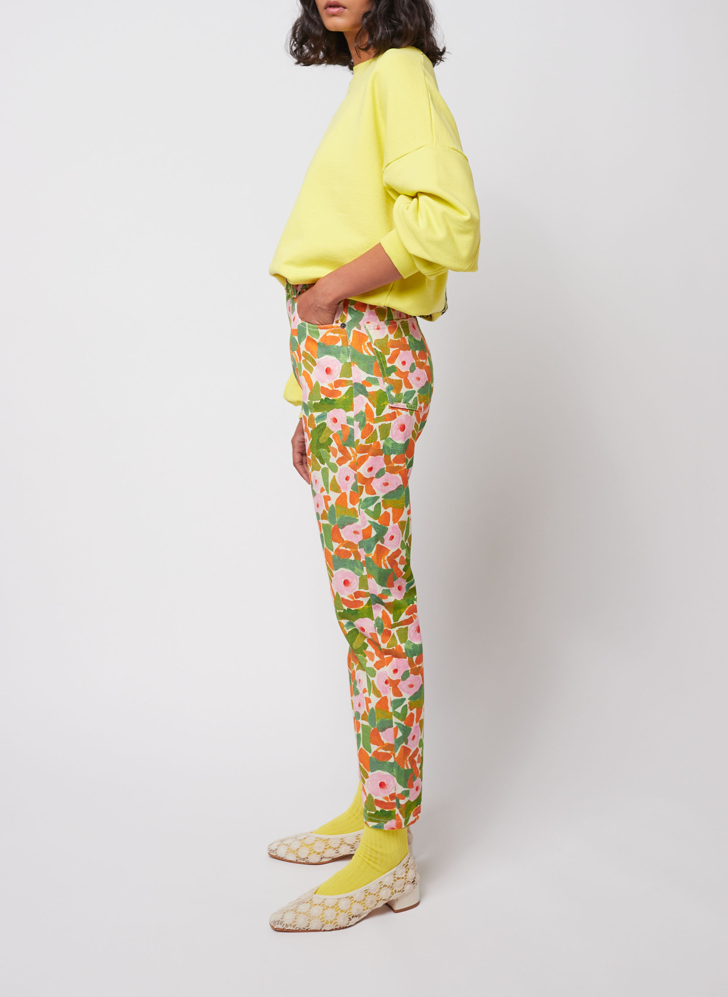 Biologische bloemenprint worteljeans van katoen BOBO CHOSES Veelkleurig