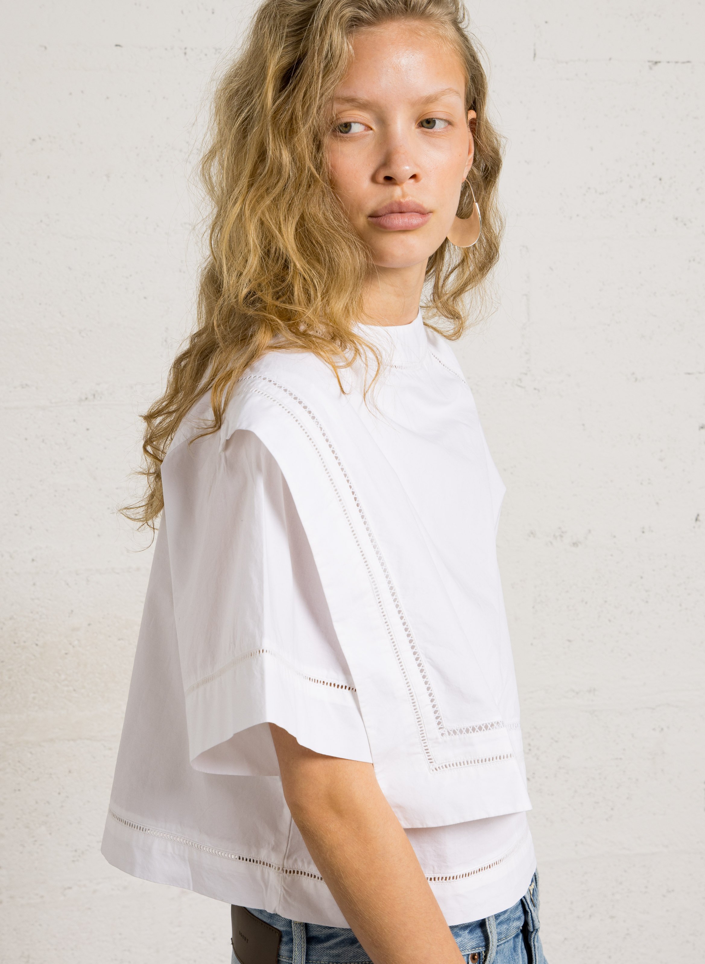 Top met ronde hals in katoen SOEUR Wit