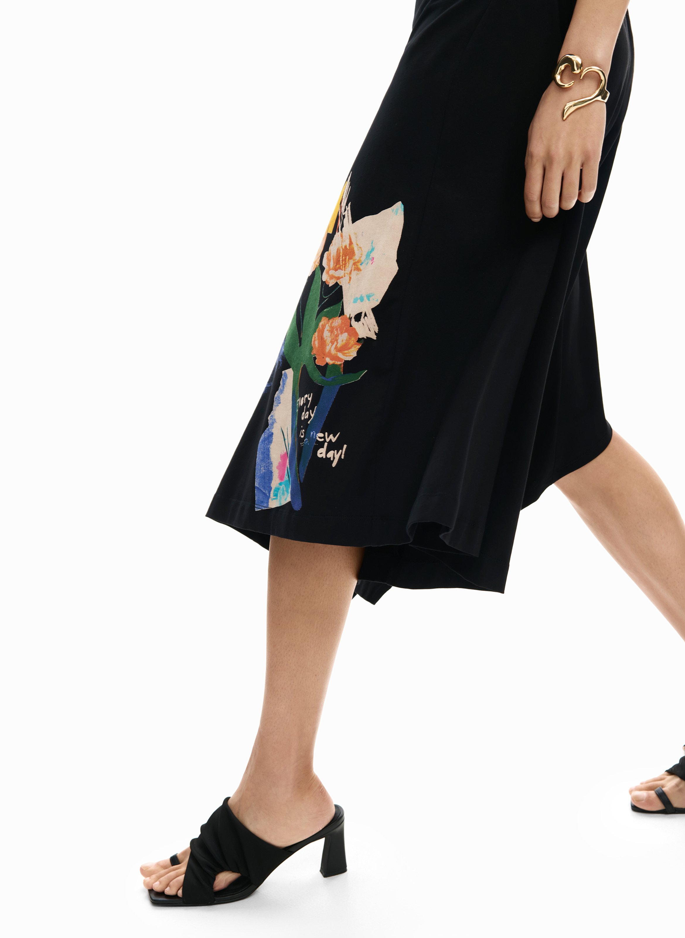 Asymmetric cotton-blend midi dress DESIGUAL Black