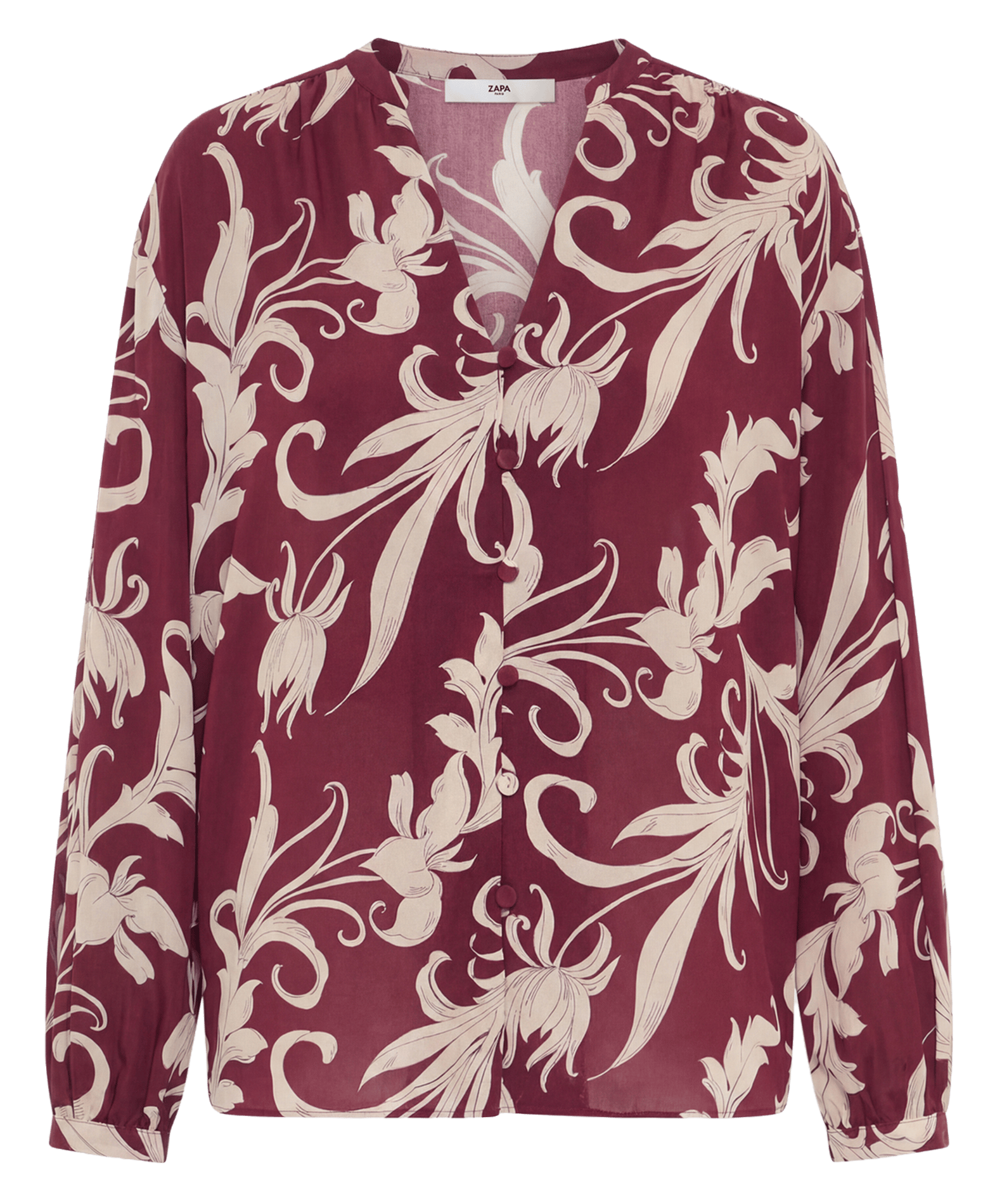 Weich fallendes, bedrucktes Oberteil mit V-Ausschnitt  ZAPA Weiss