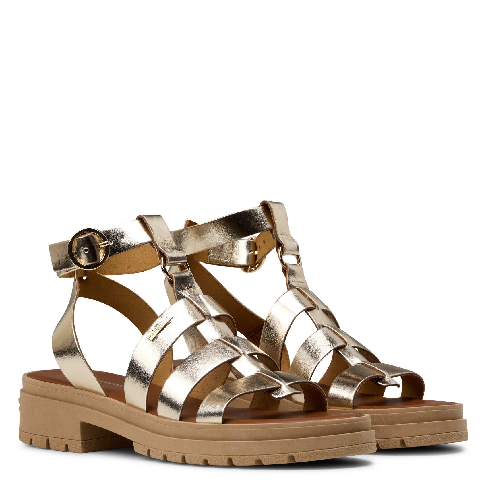 Sandales plates en cuir métallisé LES TROPEZIENNES PAR M.BELARBI Argent