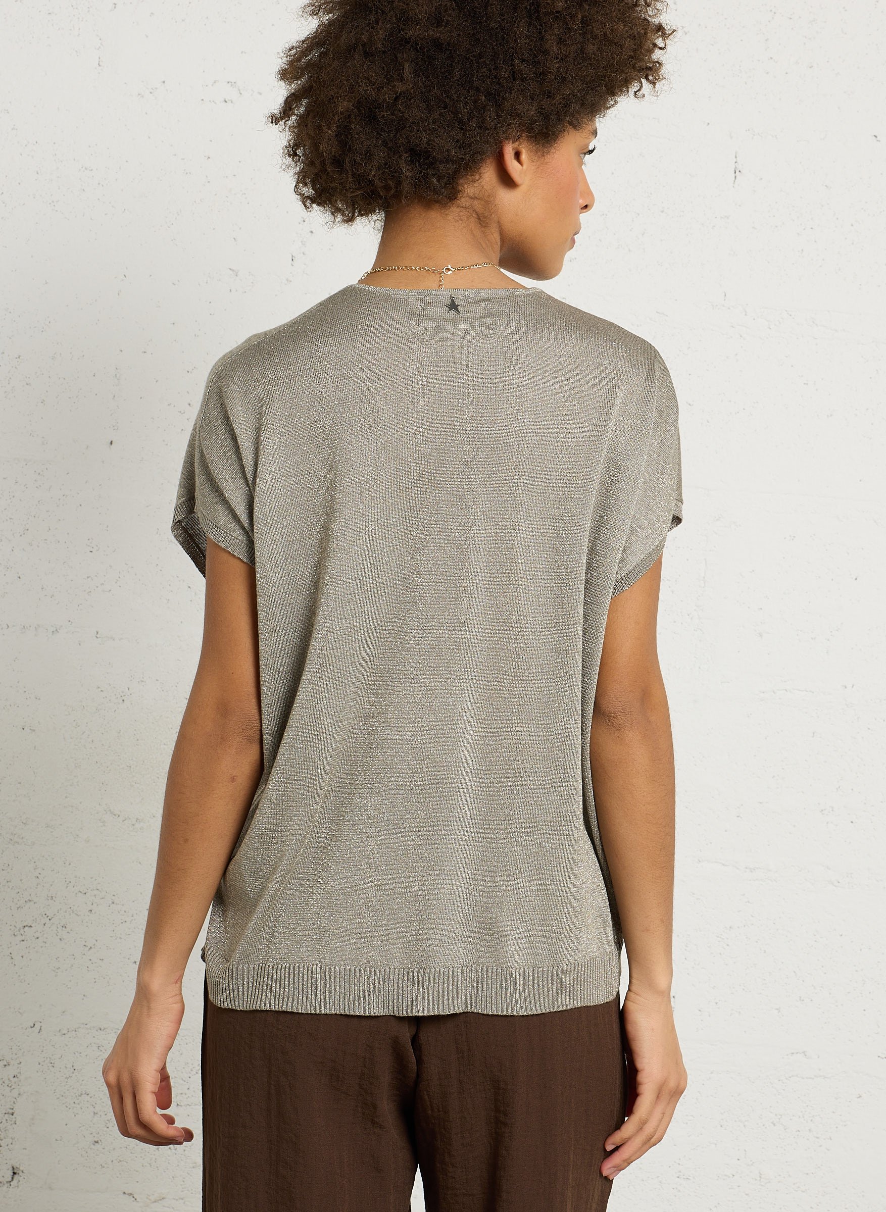 Ruime V-hals trui met pailletten SUD EXPRESS Groen