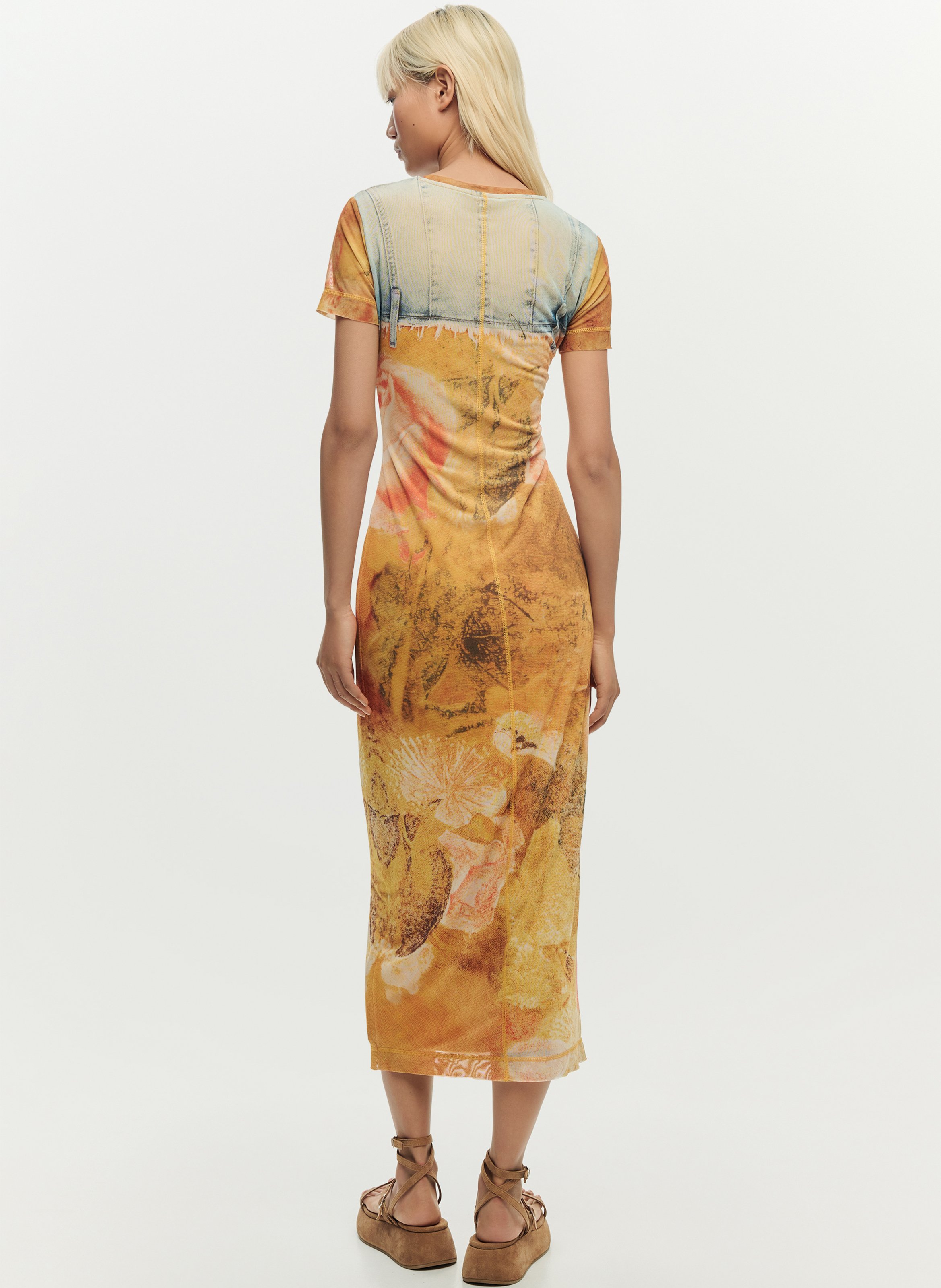Gerade geschnittenes Midikleid mit Print DESIGUAL Gelb