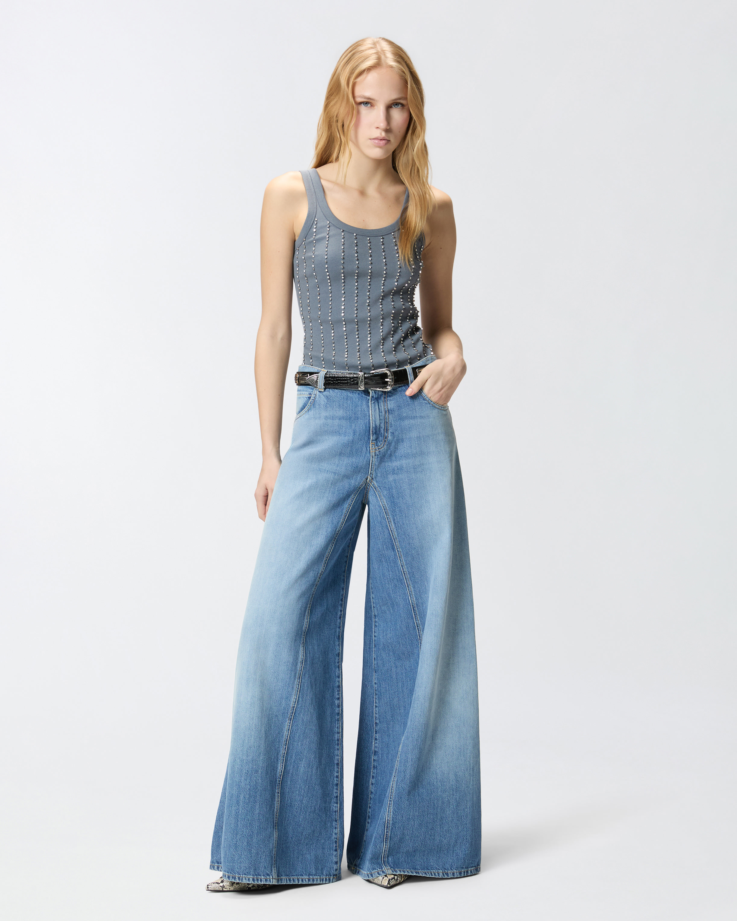 Jean évasé super wide leg PINKO Bleu