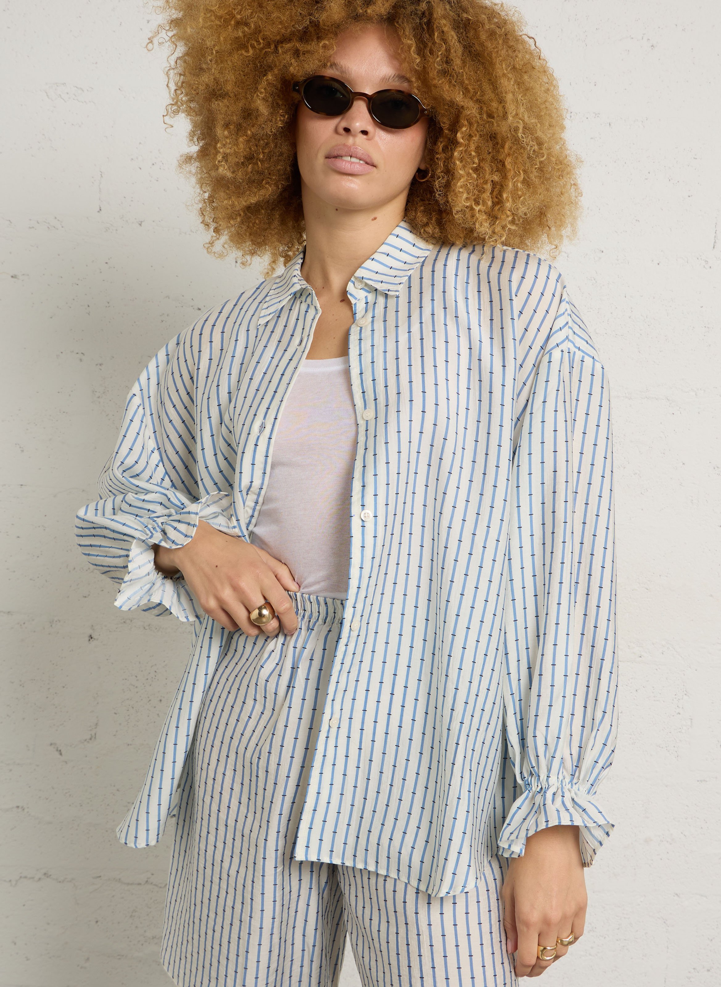 Weites Hemd mit Streifen AMERICAN VINTAGE Blau