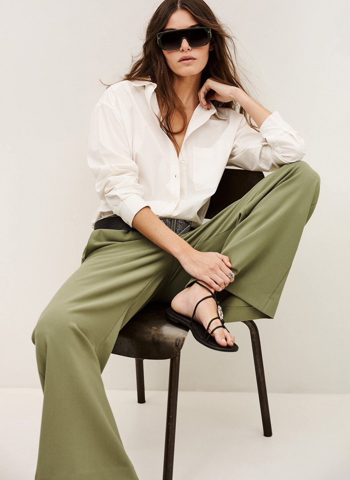 Pantalon large BA&SH Kaki