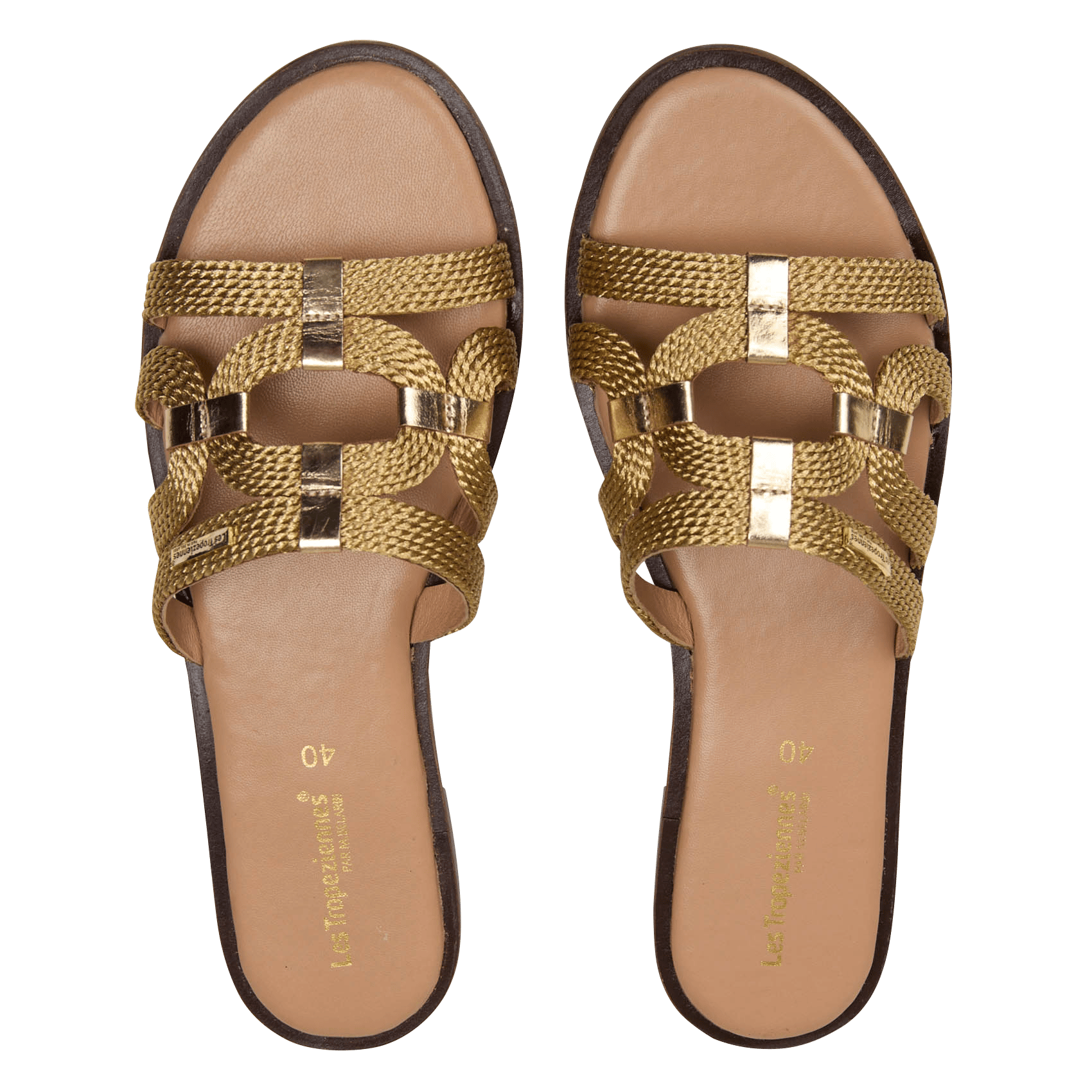 Sandales plates tressées LES TROPEZIENNES PAR M.BELARBI Doré