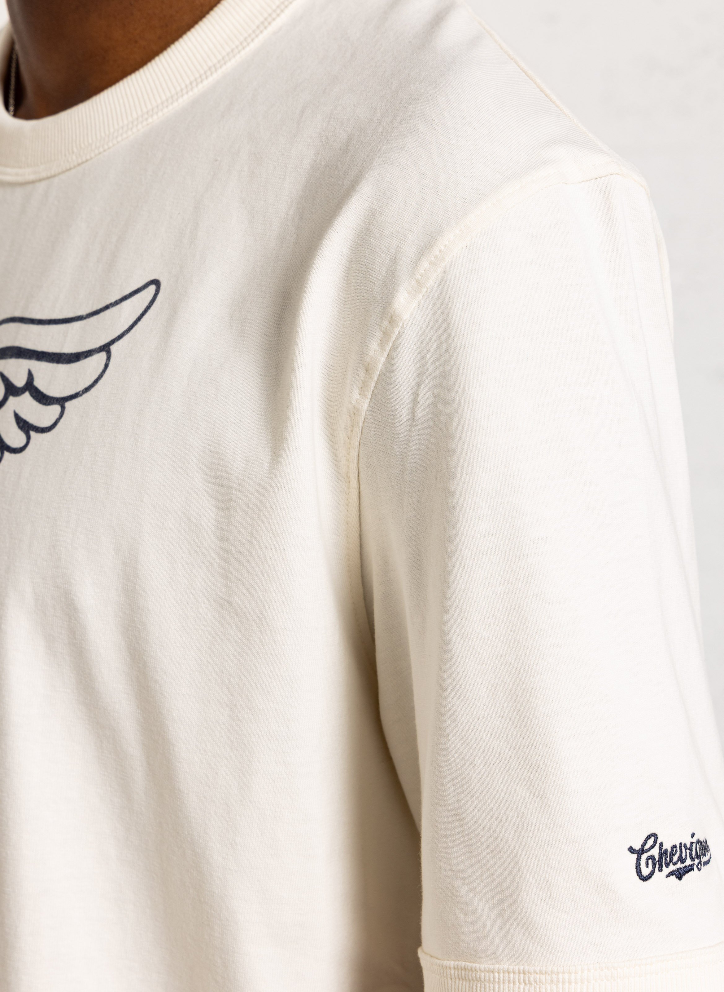 Tee-shirt oversize col rond en coton CHEVIGNON Blanc