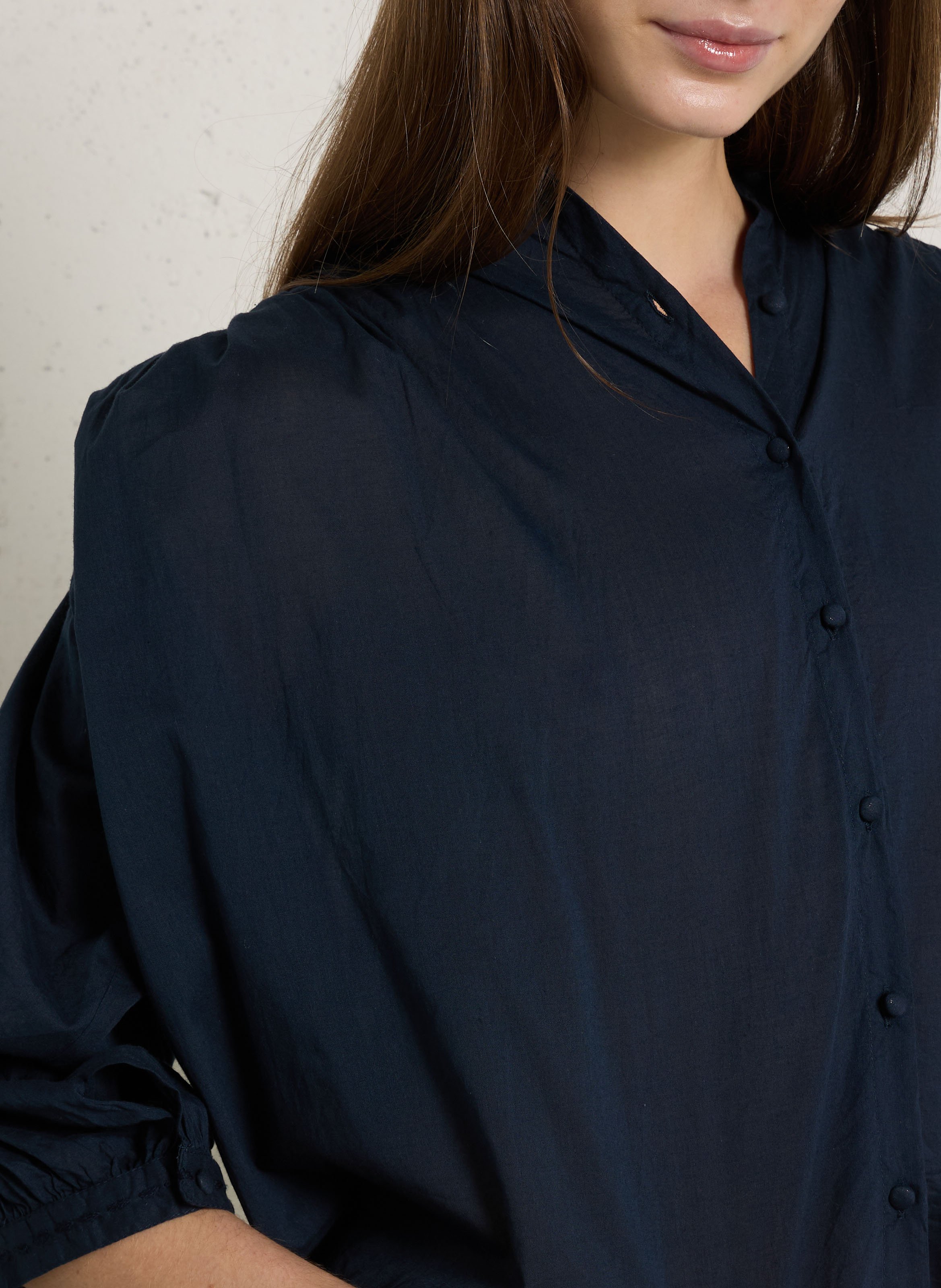 Chemise ample col mao en coton DIEGA Bleu