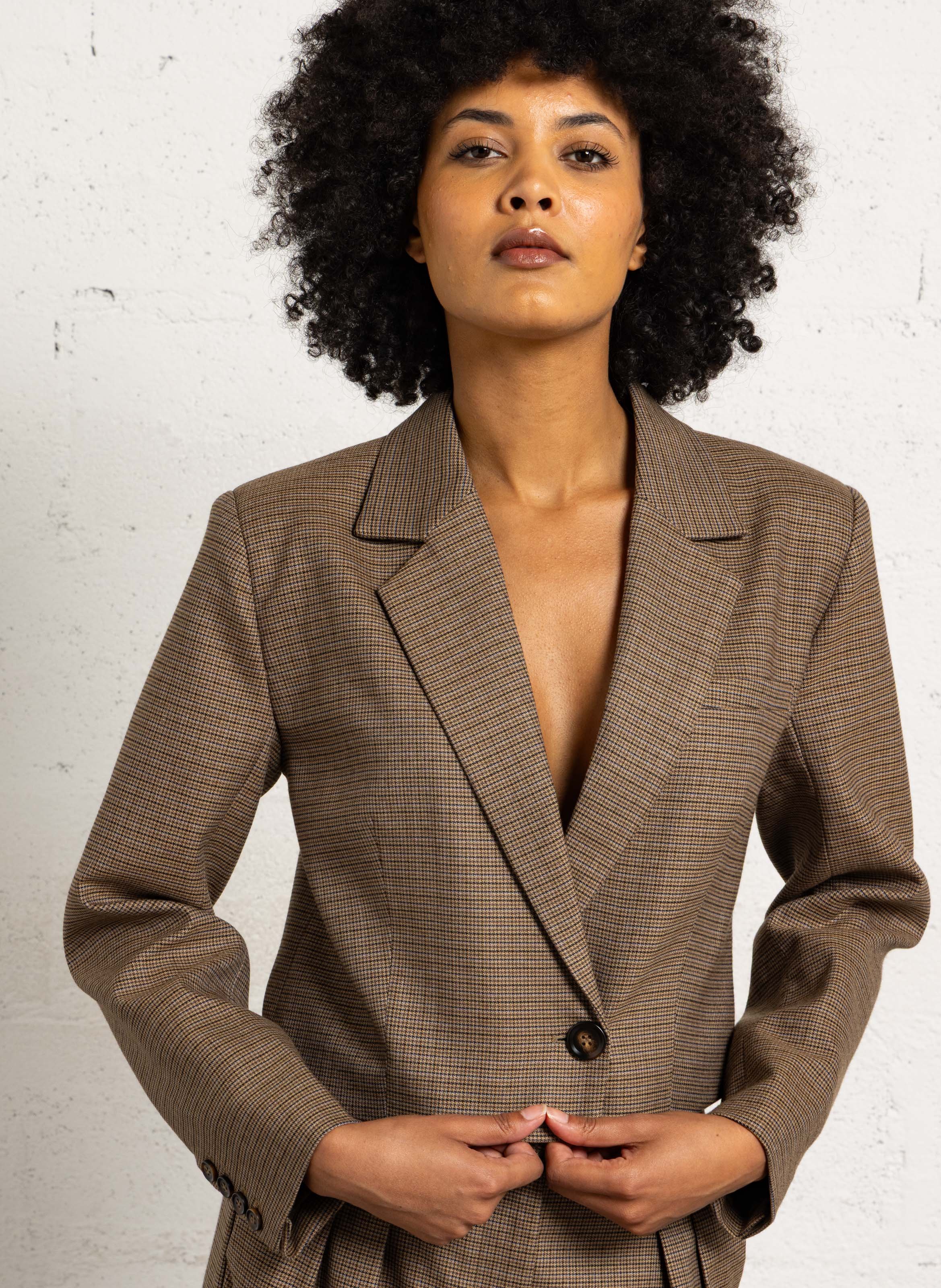 Bedruckter Blazer-Mantel SUNCOO Braun