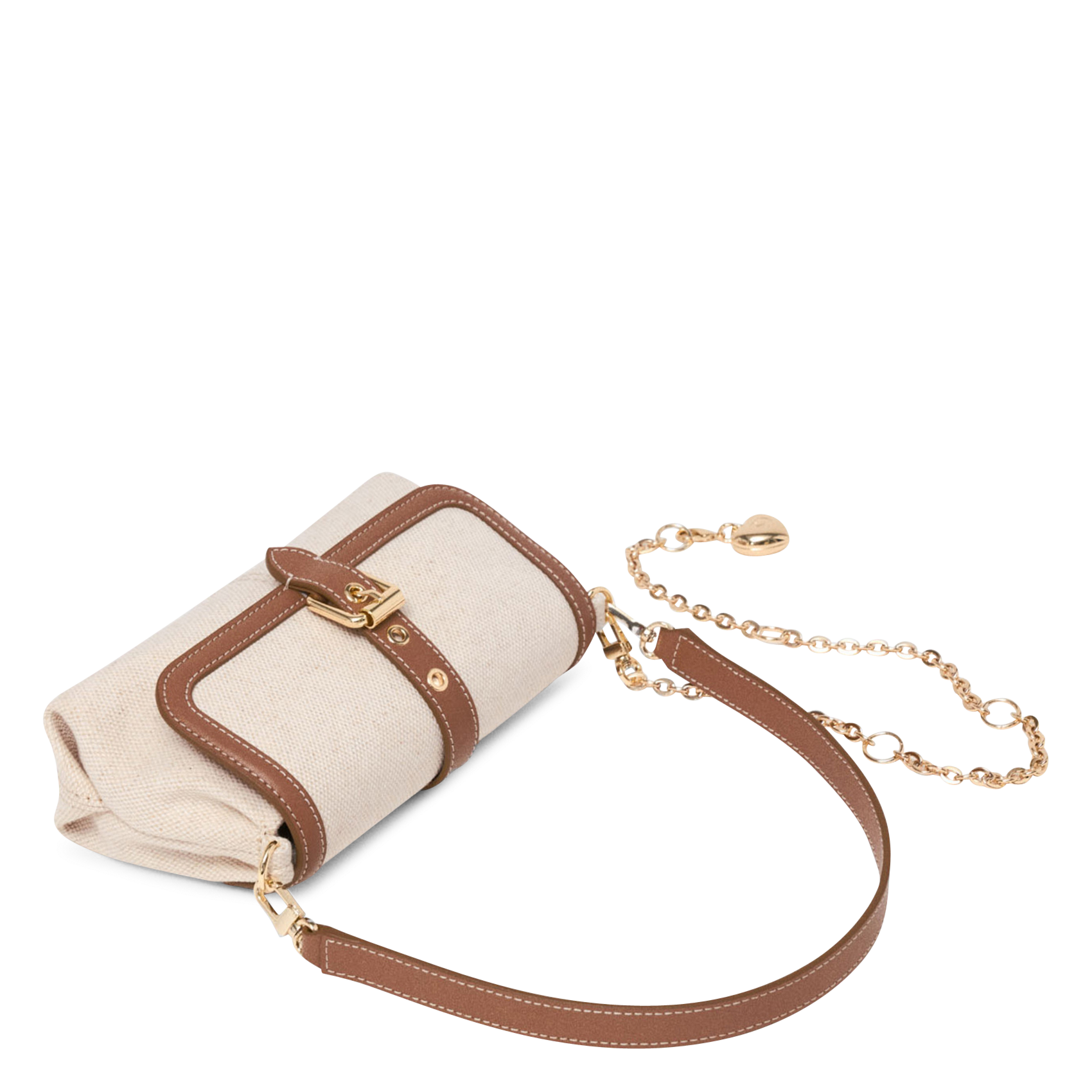 Sac bandoulière en coton et en lin MAJE Beige
