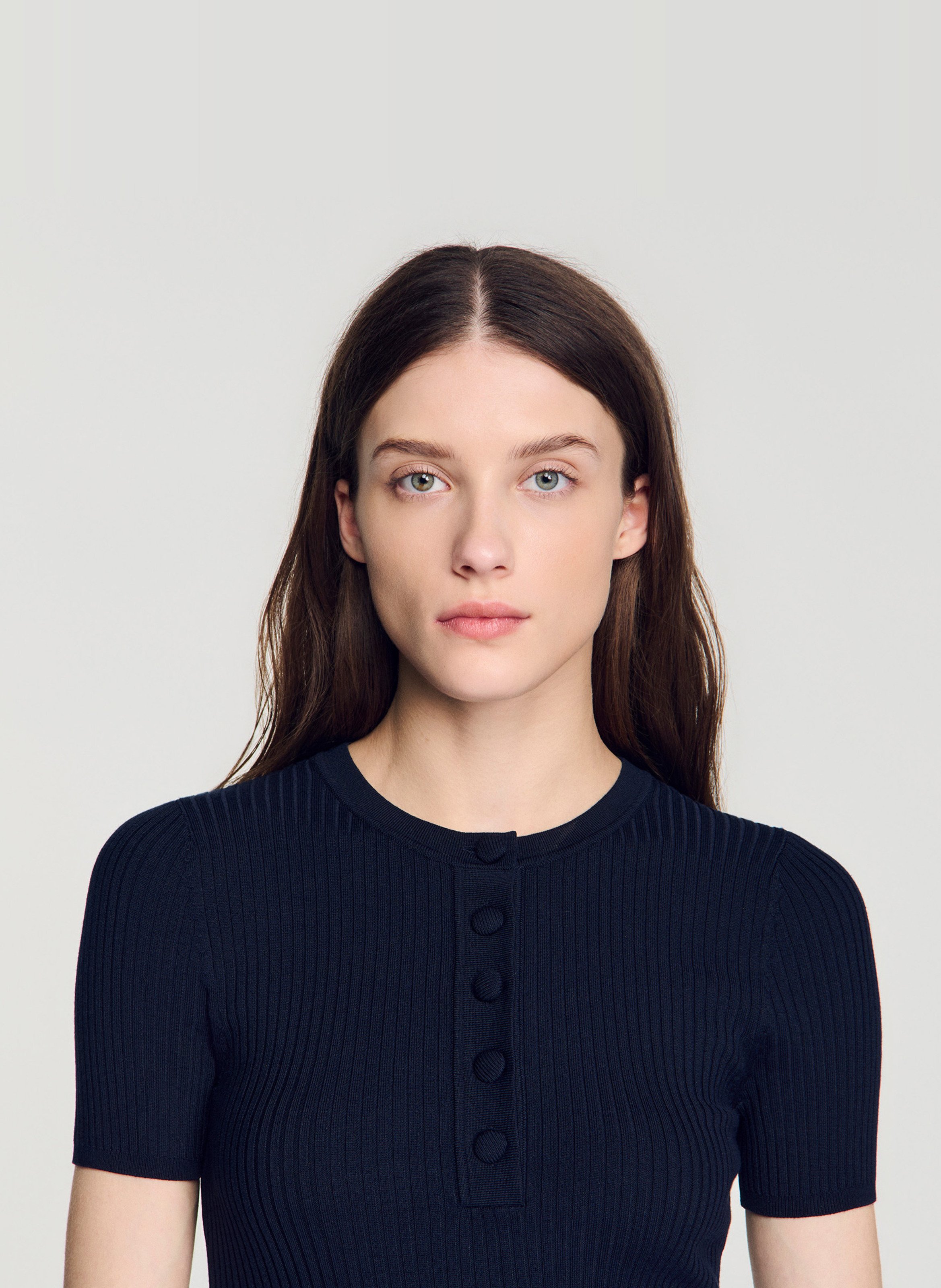 T-shirt met ronde hals SANDRO Blauw
