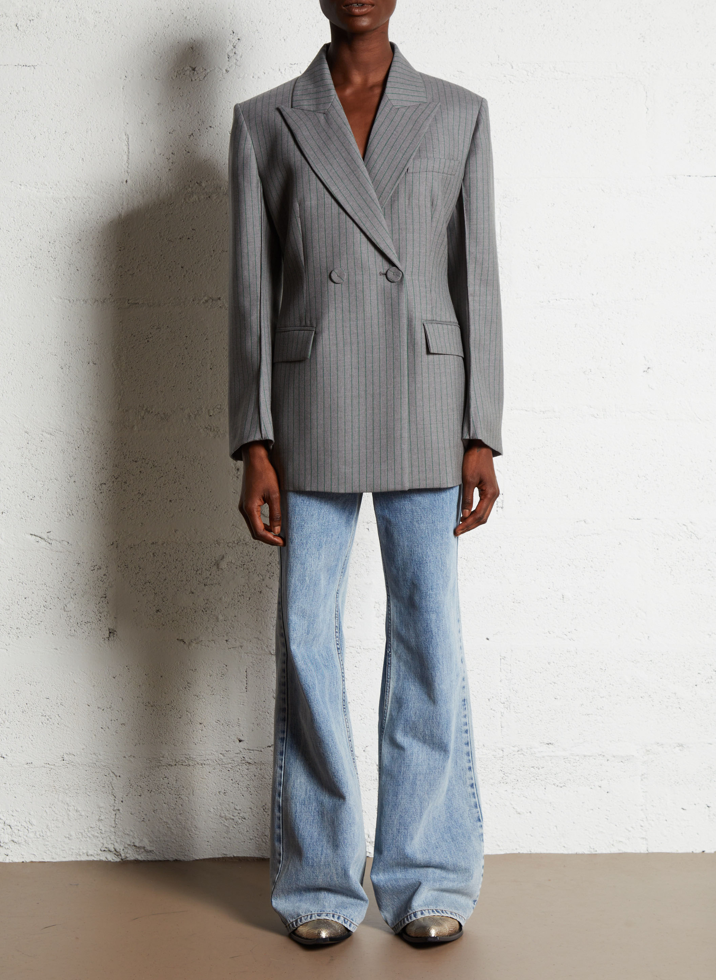Katoenen flared jeans met verwassen effect MARGAUX LONNBERG Blauw
