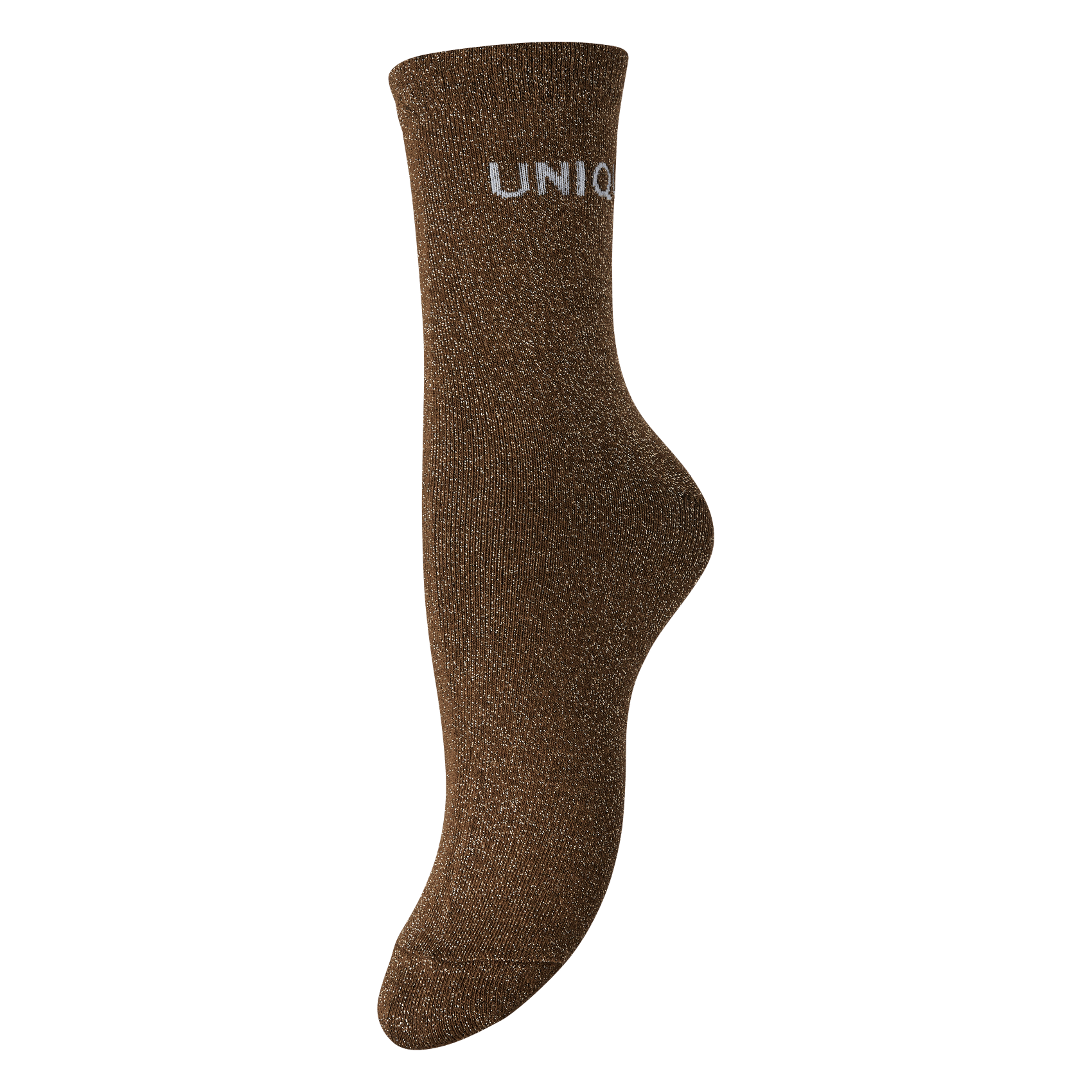 Chaussettes métallisées en coton mélangé PIECES Marron