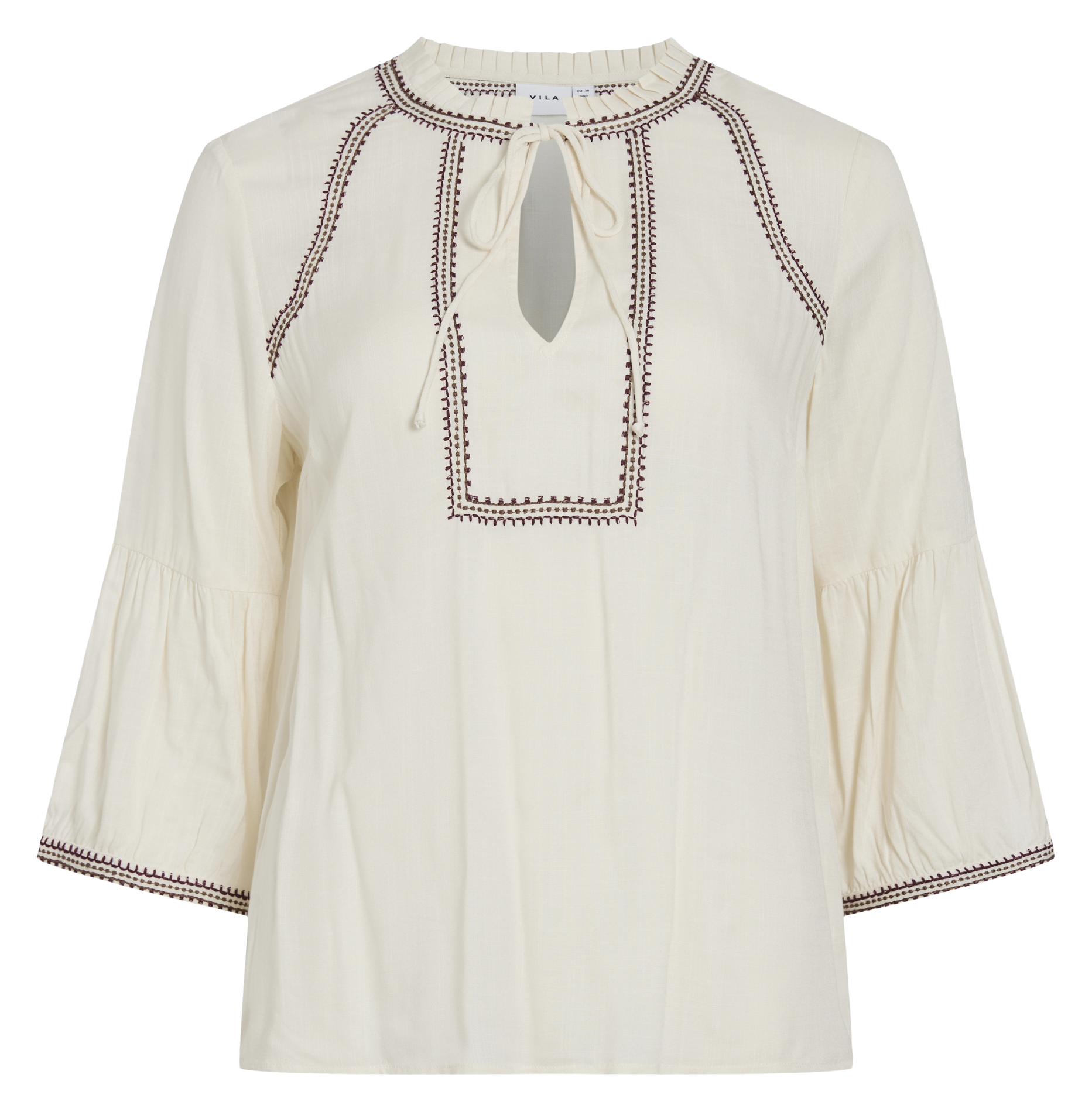 Top droit col tunisien VILA Beige
