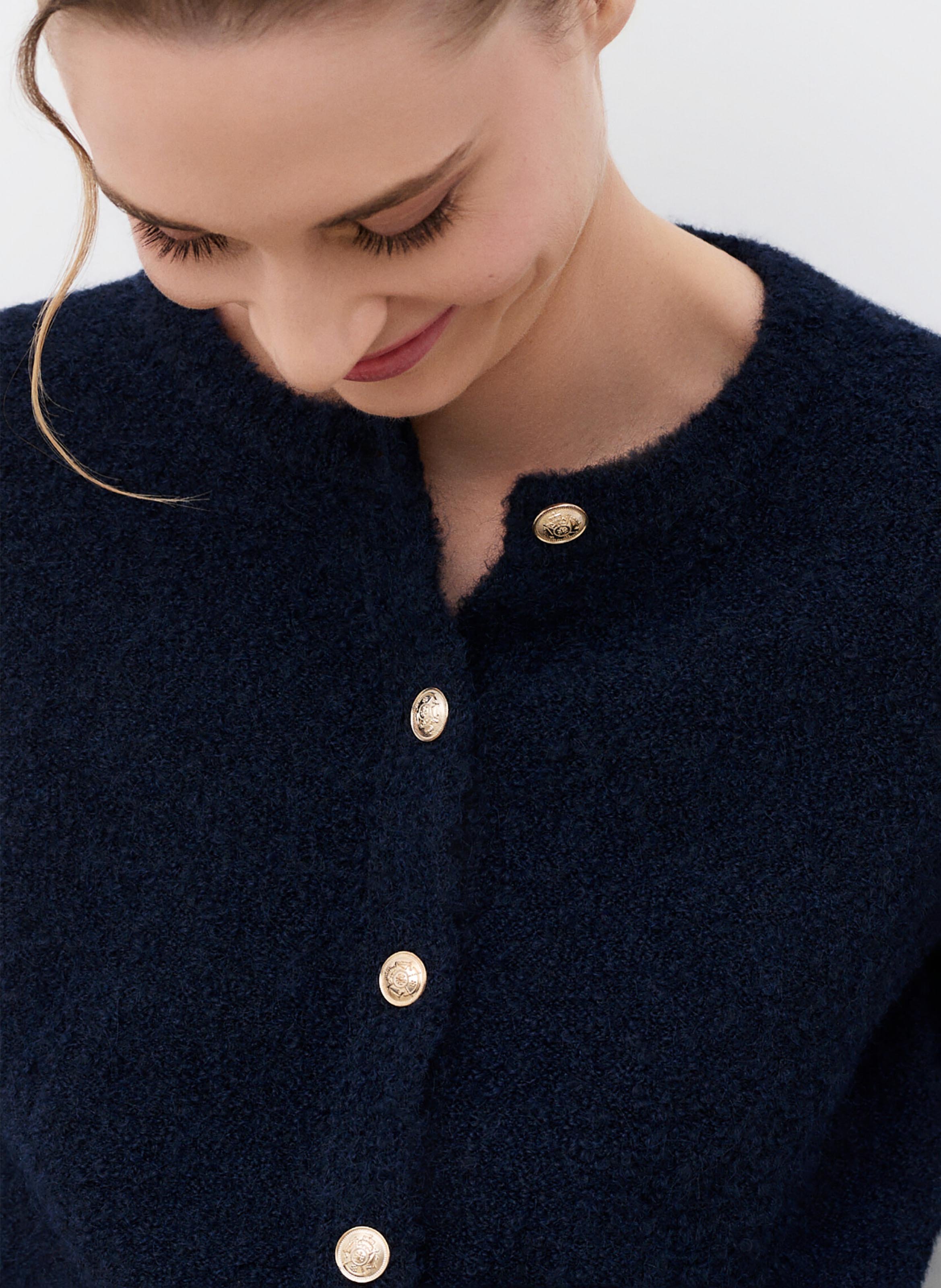 Gilet droit col rond CAROLL Bleu