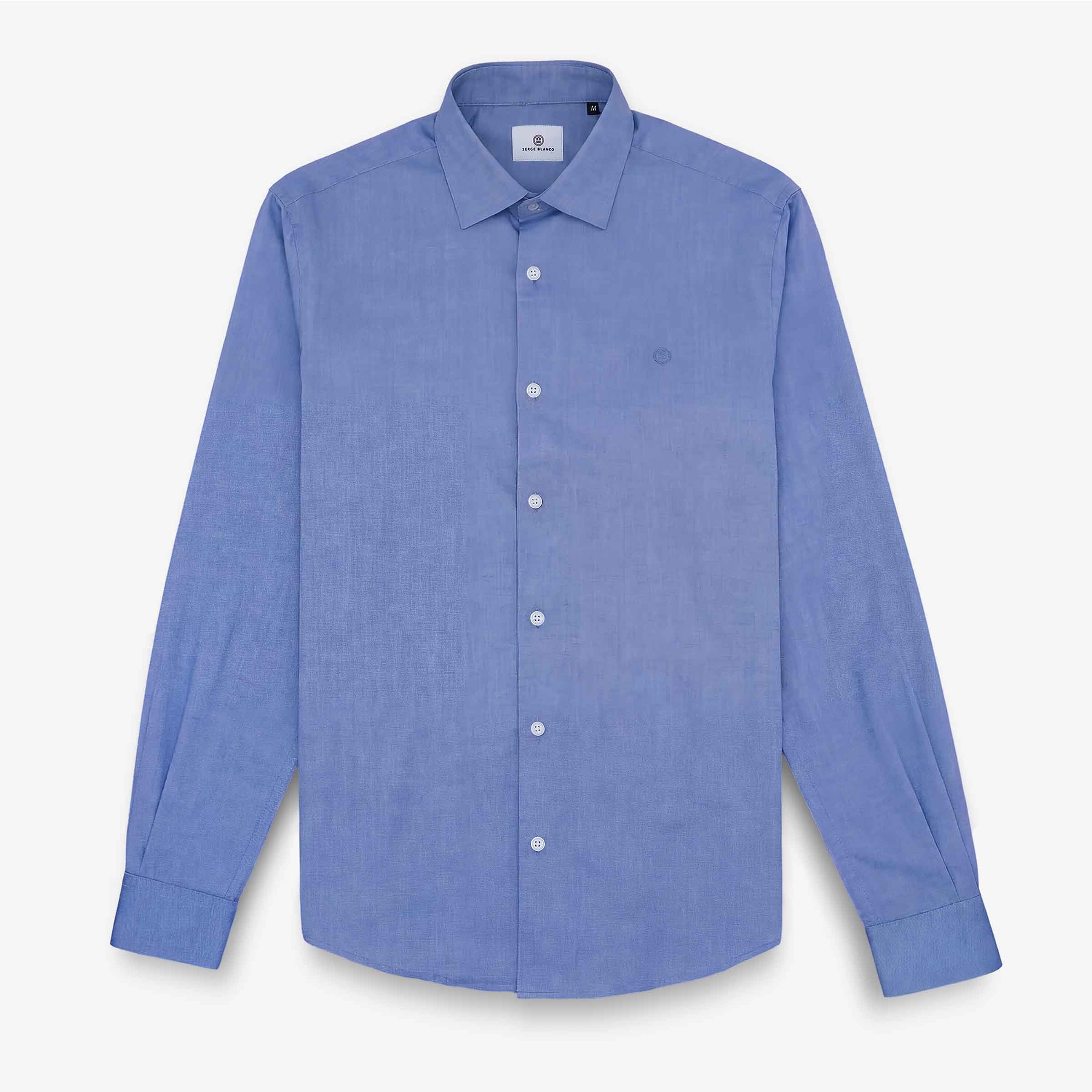 Chemise manches longues en coton bleu SERGE BLANCO Bleu
