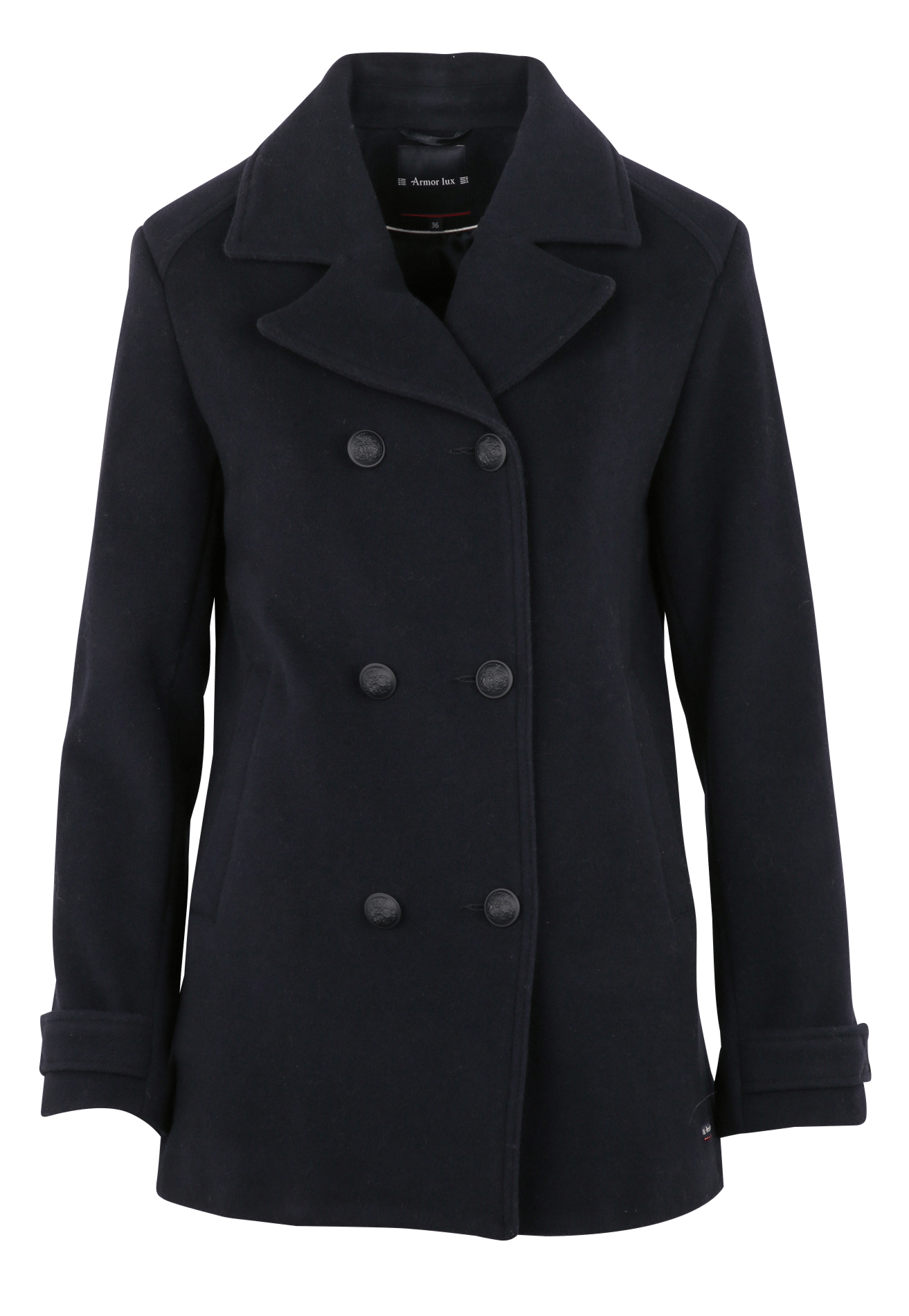 Manteau droit col tailleur en laine ARMOR LUX Bleu