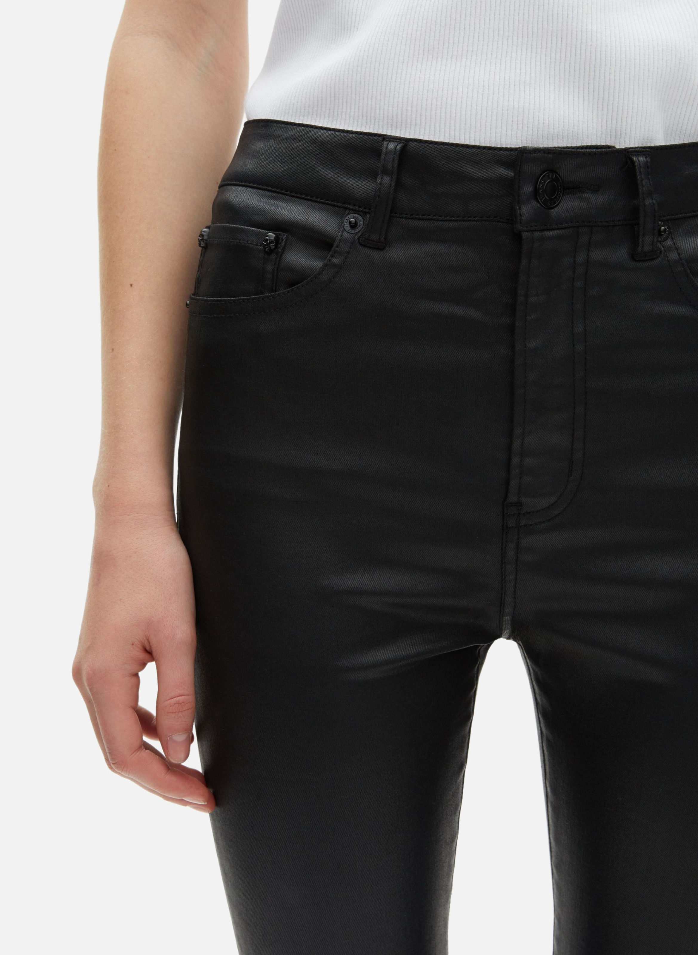 Stretch slim leather effect jeans THE KOOPLES Black