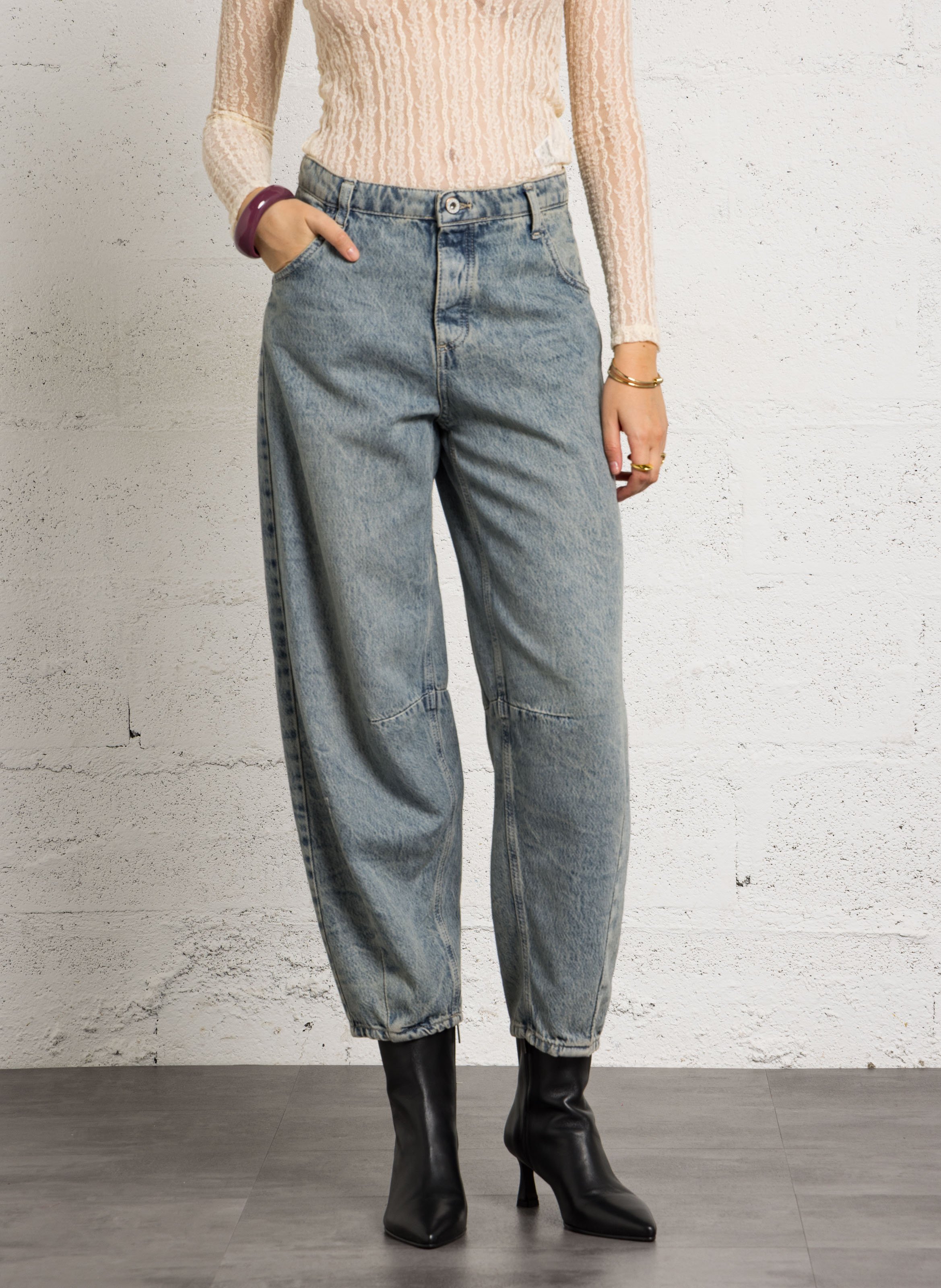 Balloon cropped pants PLEASE Blue
