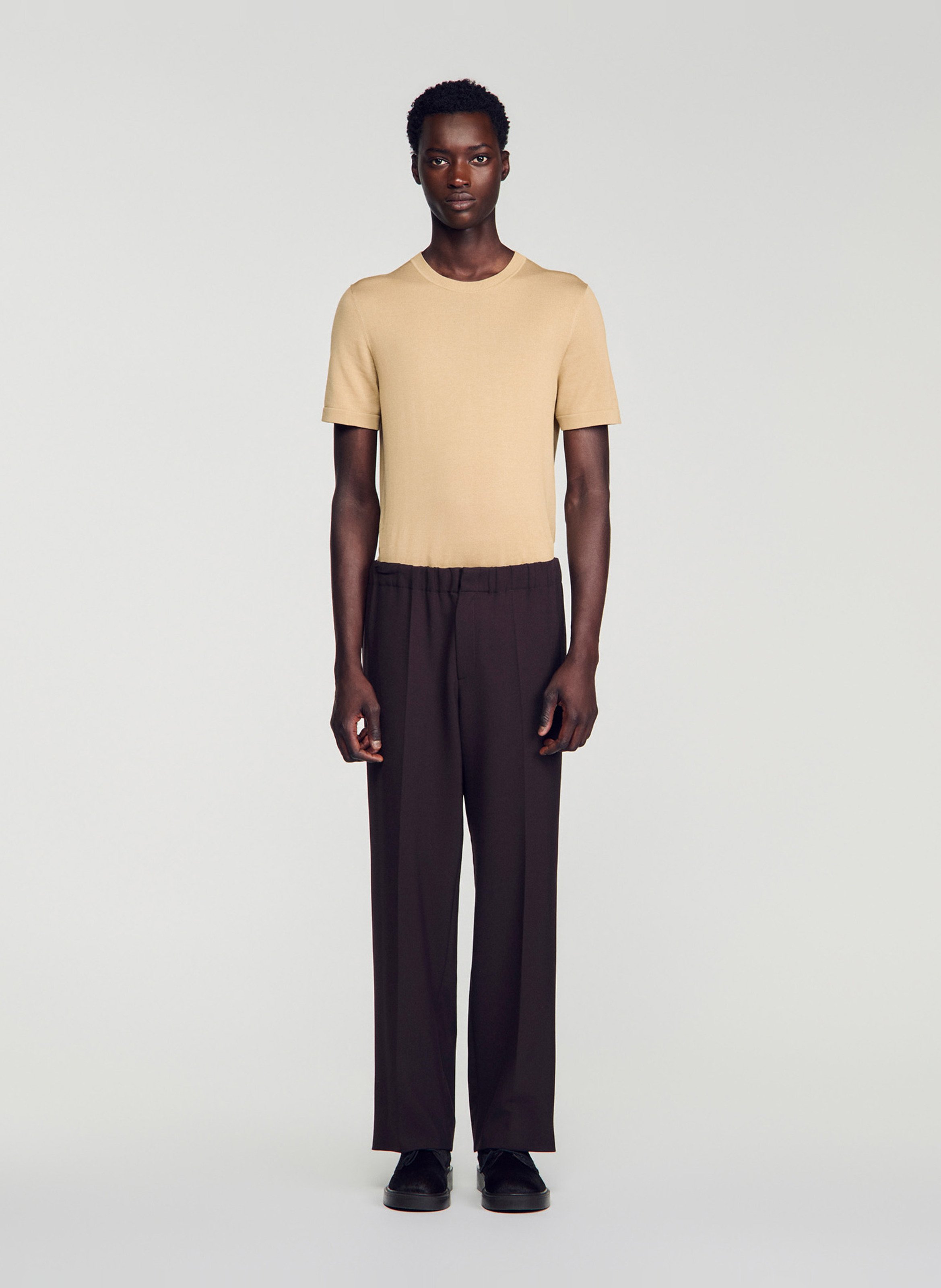 Weit geschnittene Jerseyhose SANDRO Braun