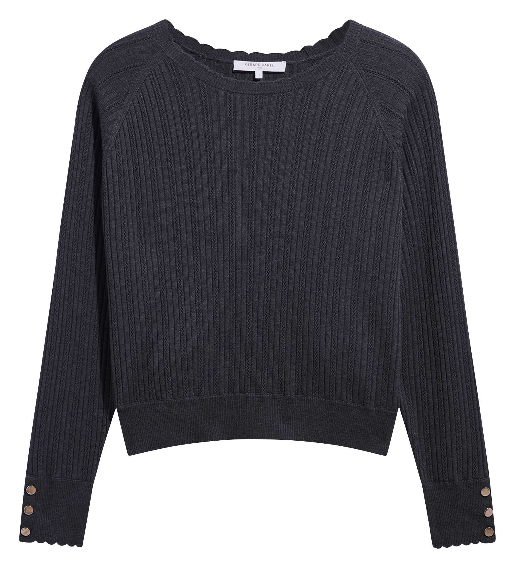 Pull droit col rond en laine mélangée GERARD DAREL Gris