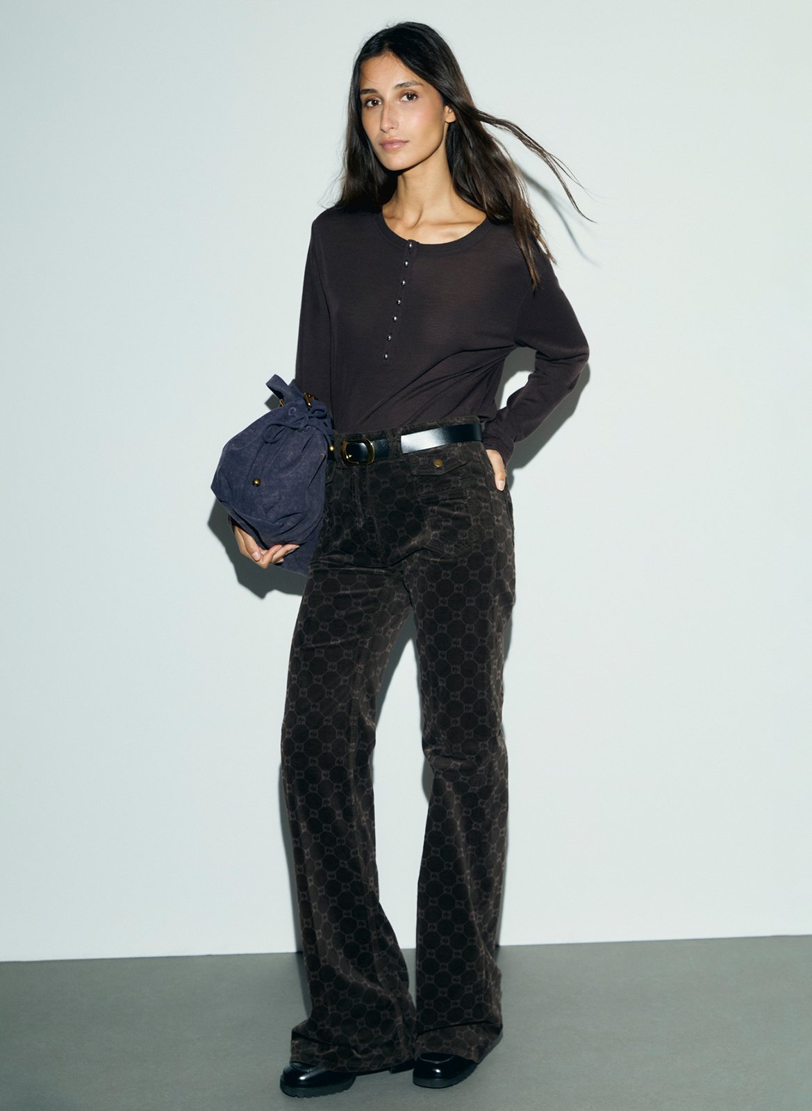 Jean flare motif monogramme en coton mélangé GERARD DAREL Marron