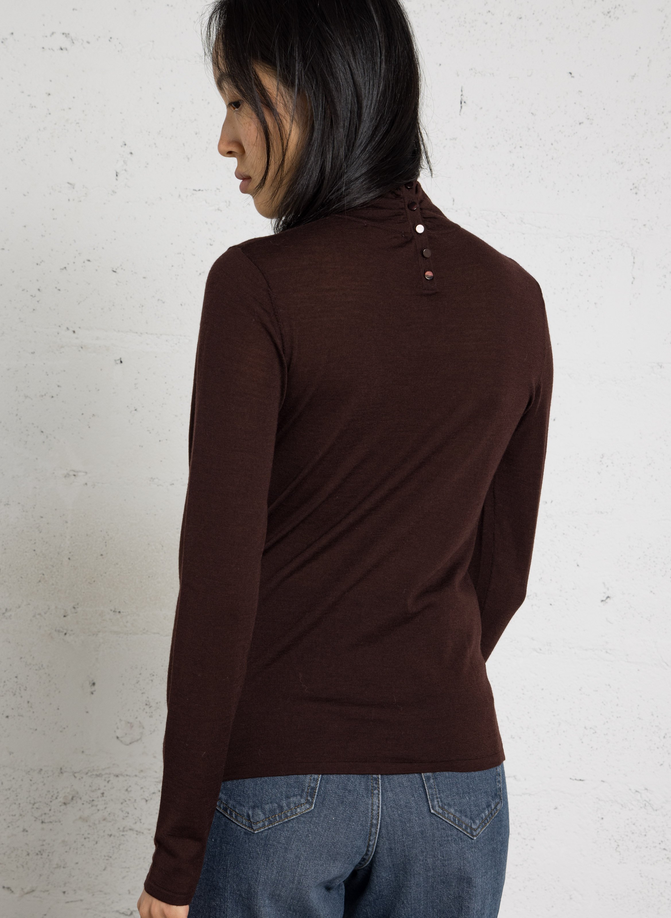 Slim fit merino wool turtleneck sweater PETITE MENDIGOTE Brown